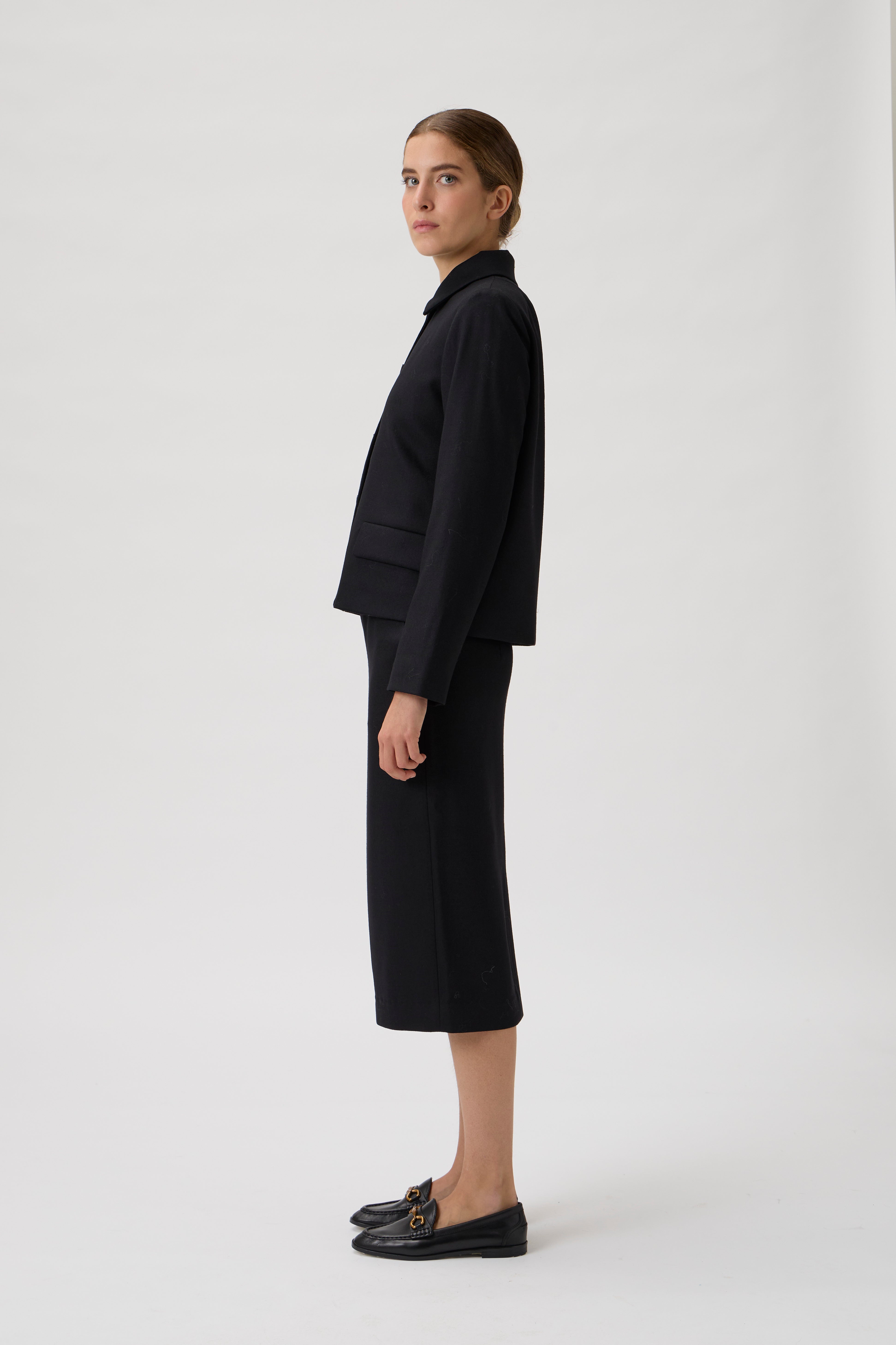 Short jacket in flanella - Black