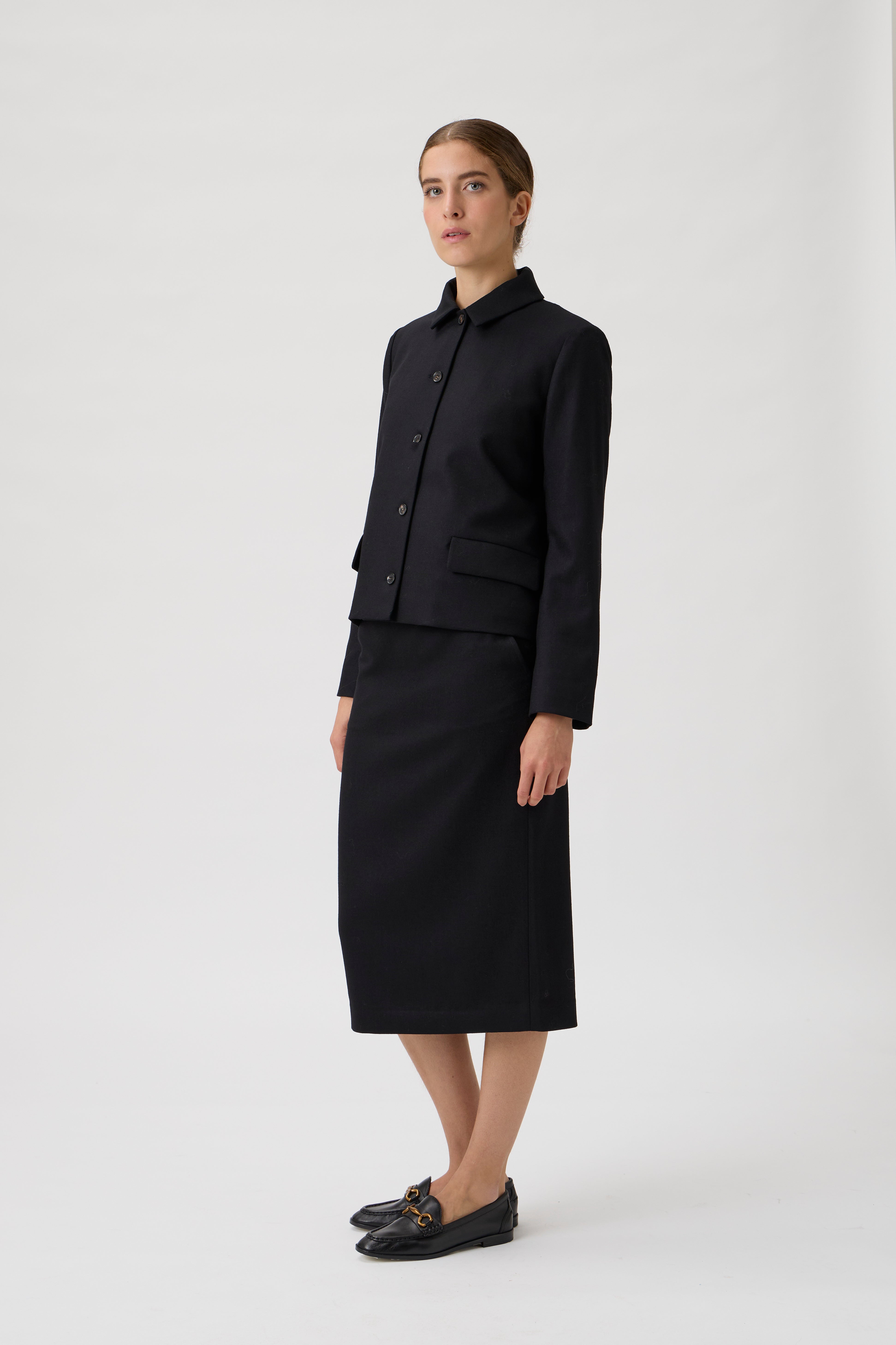 Short jacket in flanella - Black