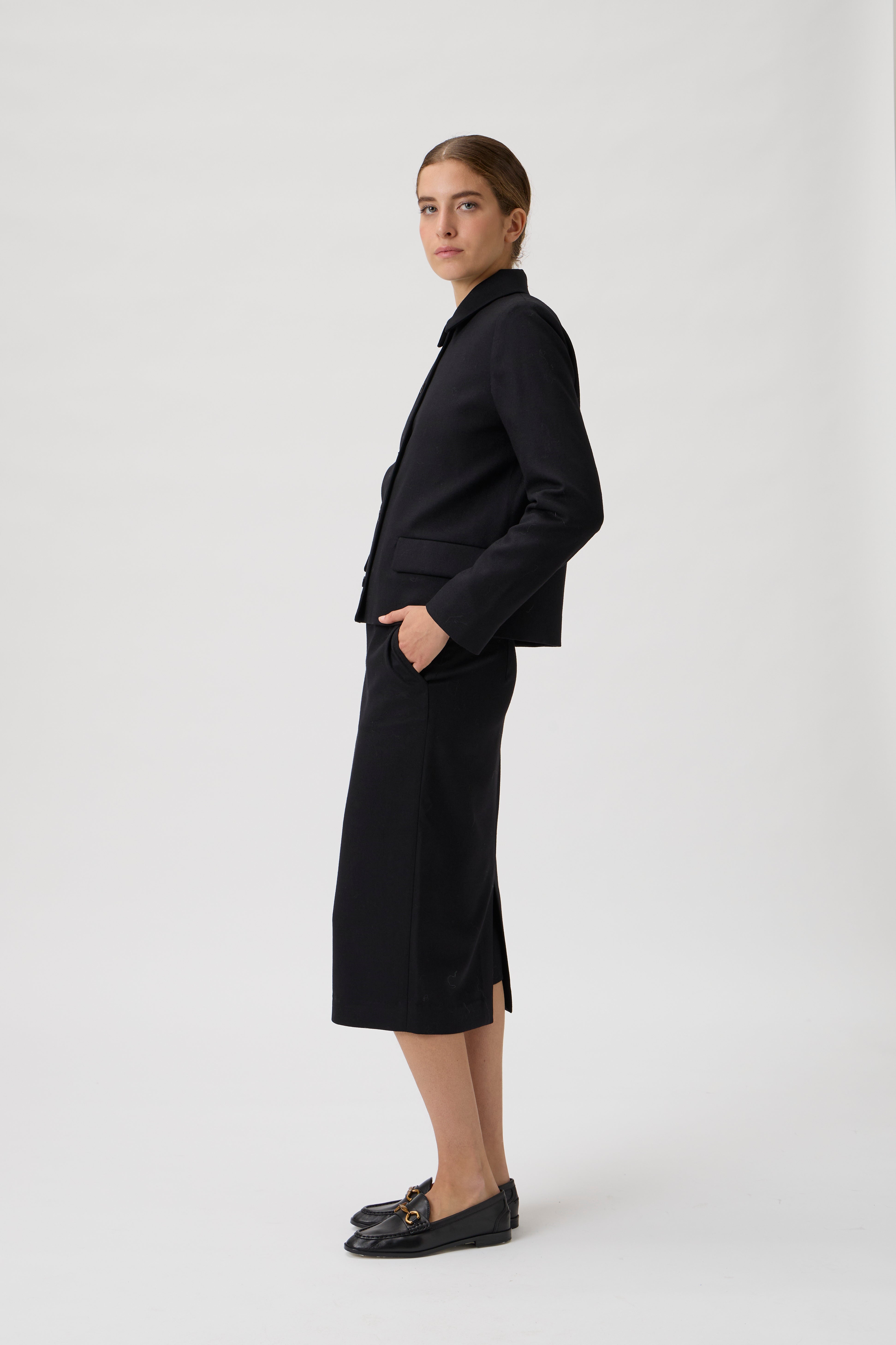 Short jacket in flanella - Black