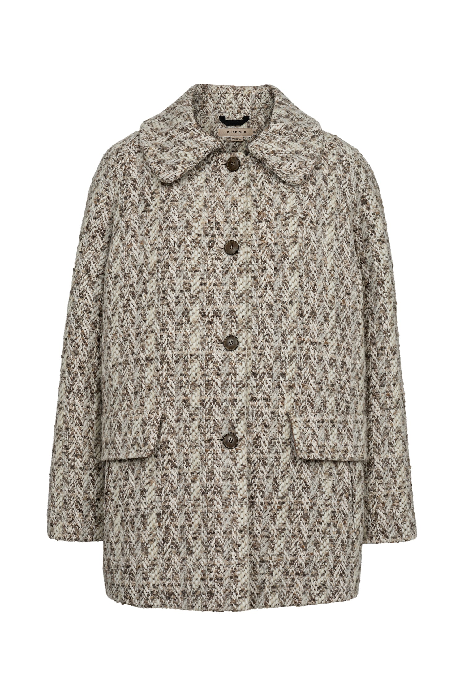 Oversize tweed jacket - Brown-Ecru