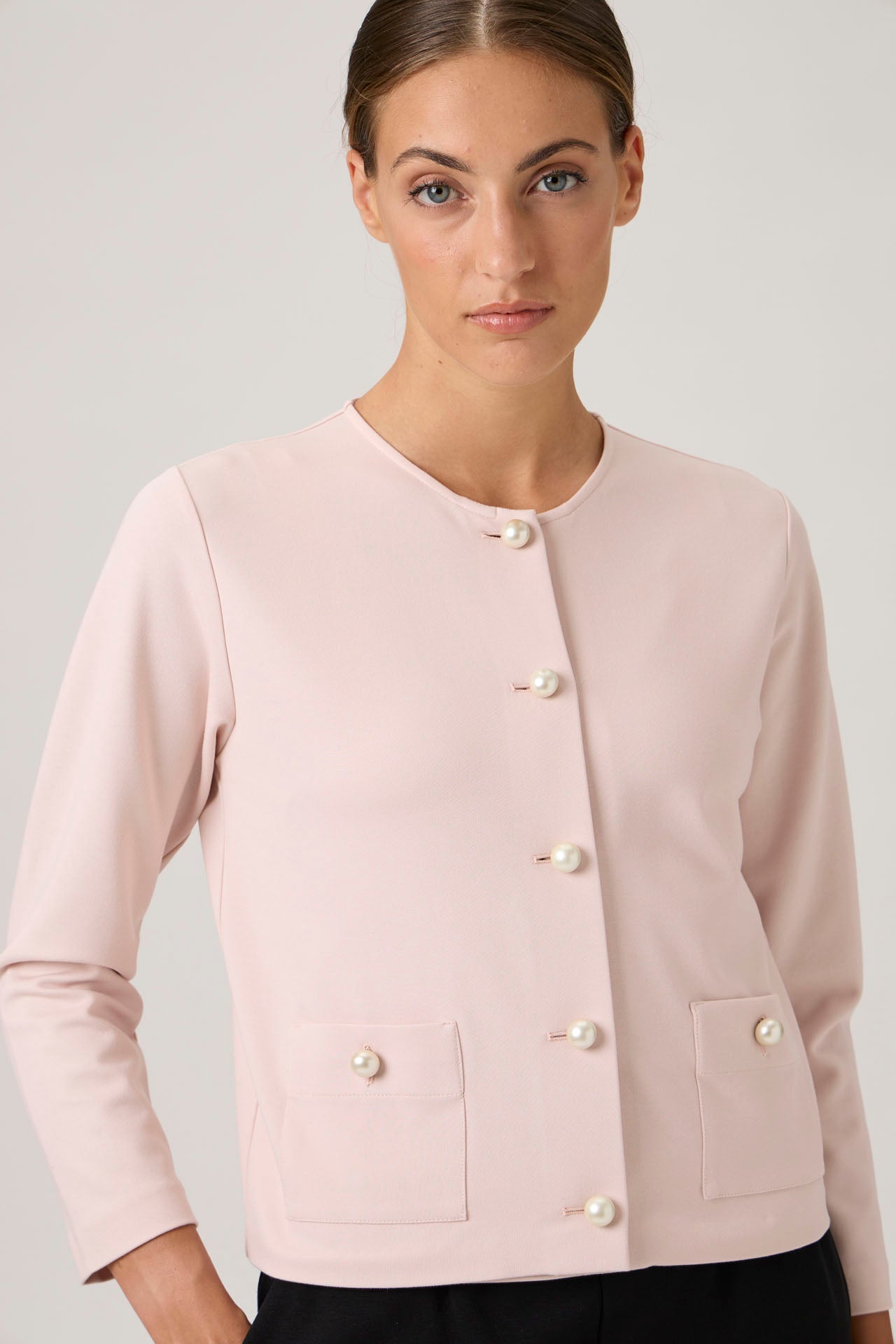 Classic Pearl-Button Cardigan - Rosa