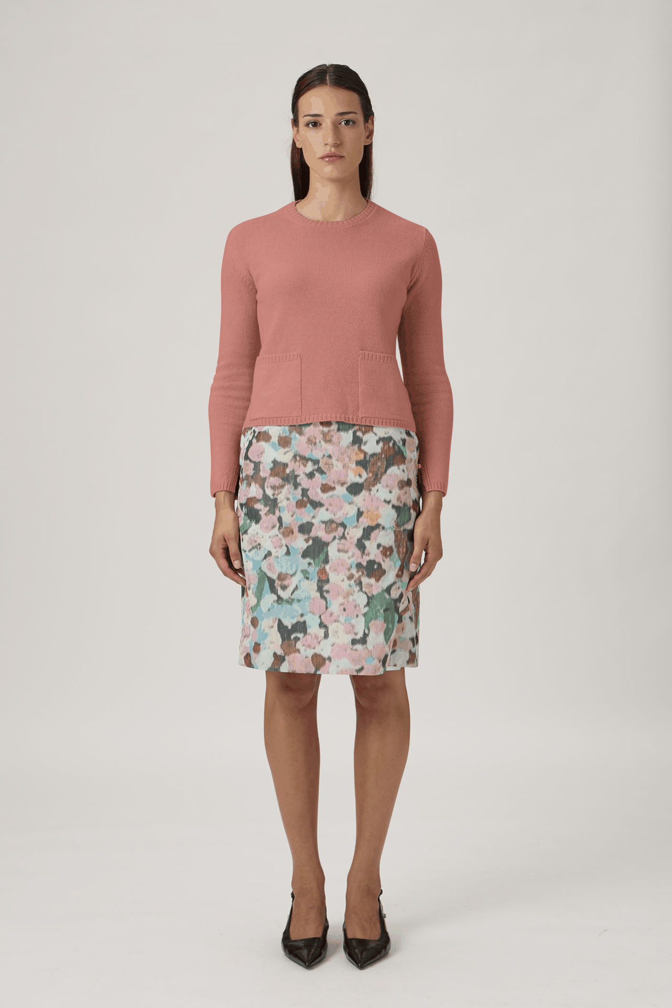 Soft Wool-Cashmere Sweater with Patch Pockets - Antica Rosa