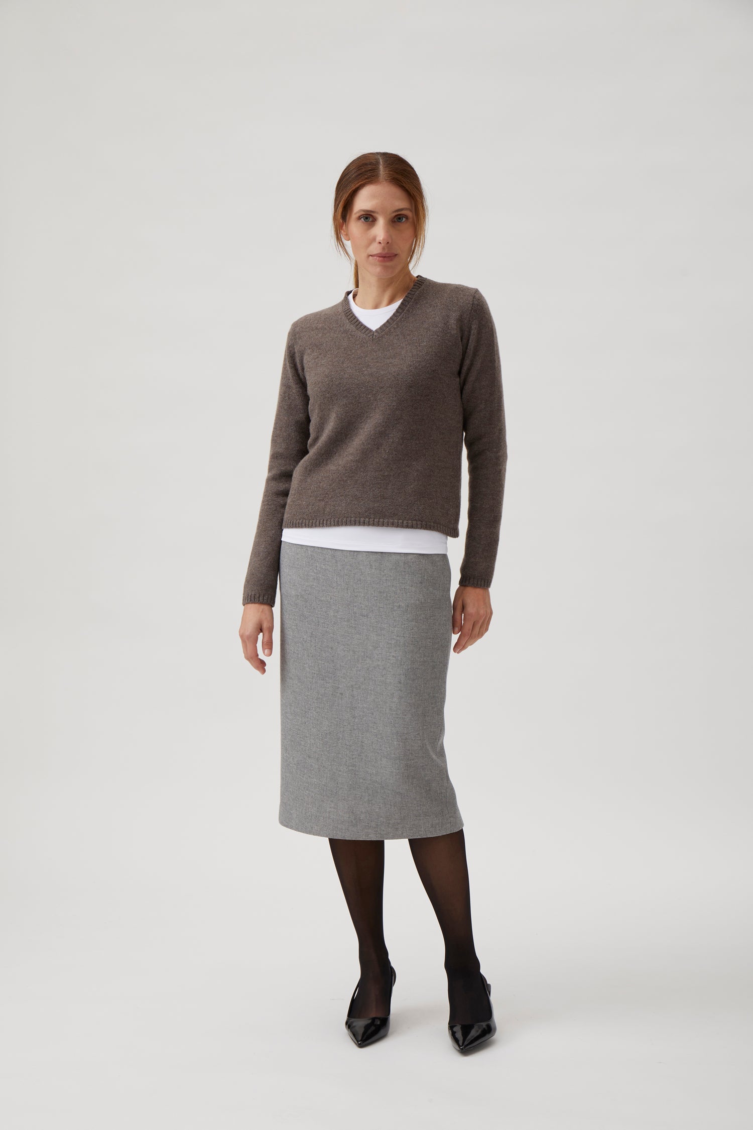 Double weaved pencil skirt - Light grey