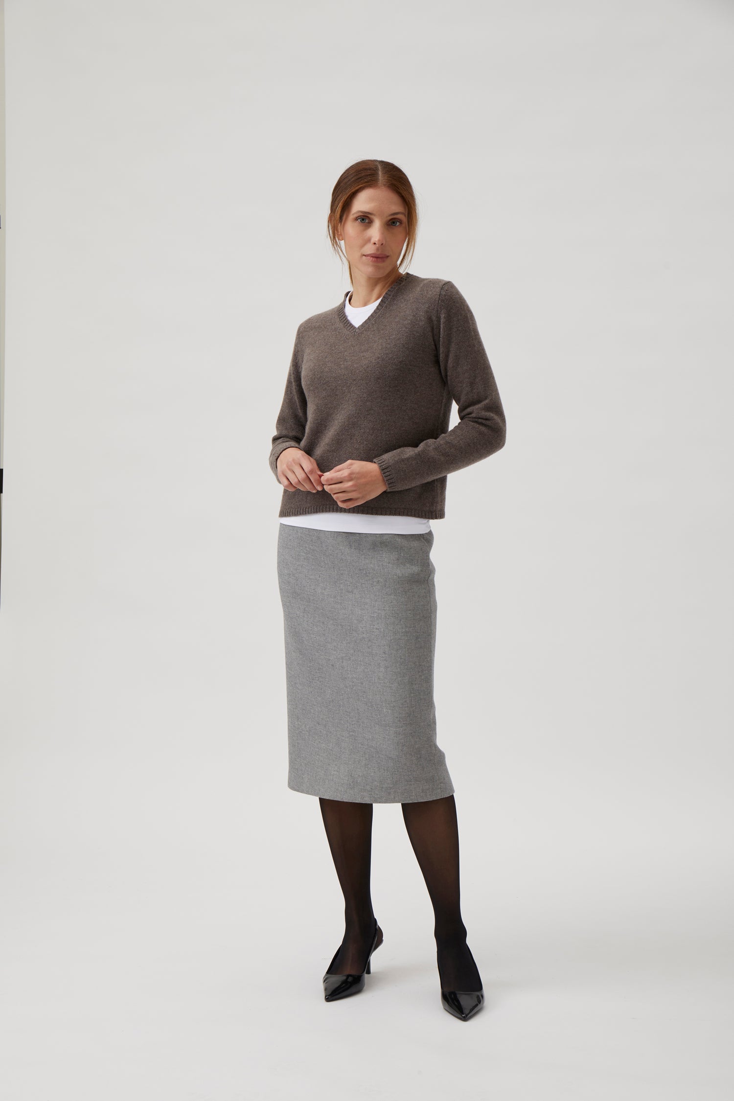 Double weaved pencil skirt - Light grey