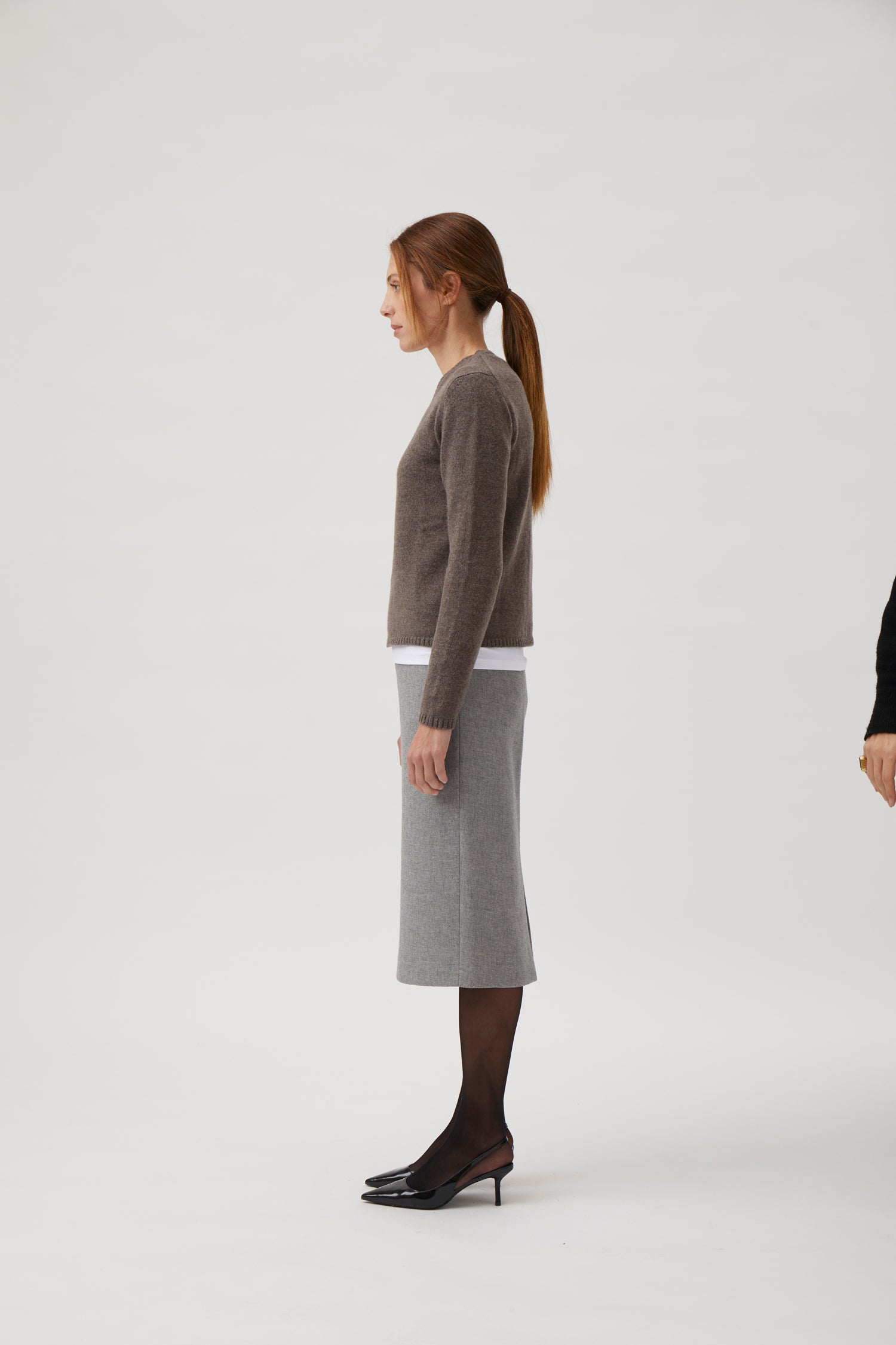 Double weaved pencil skirt - Light grey