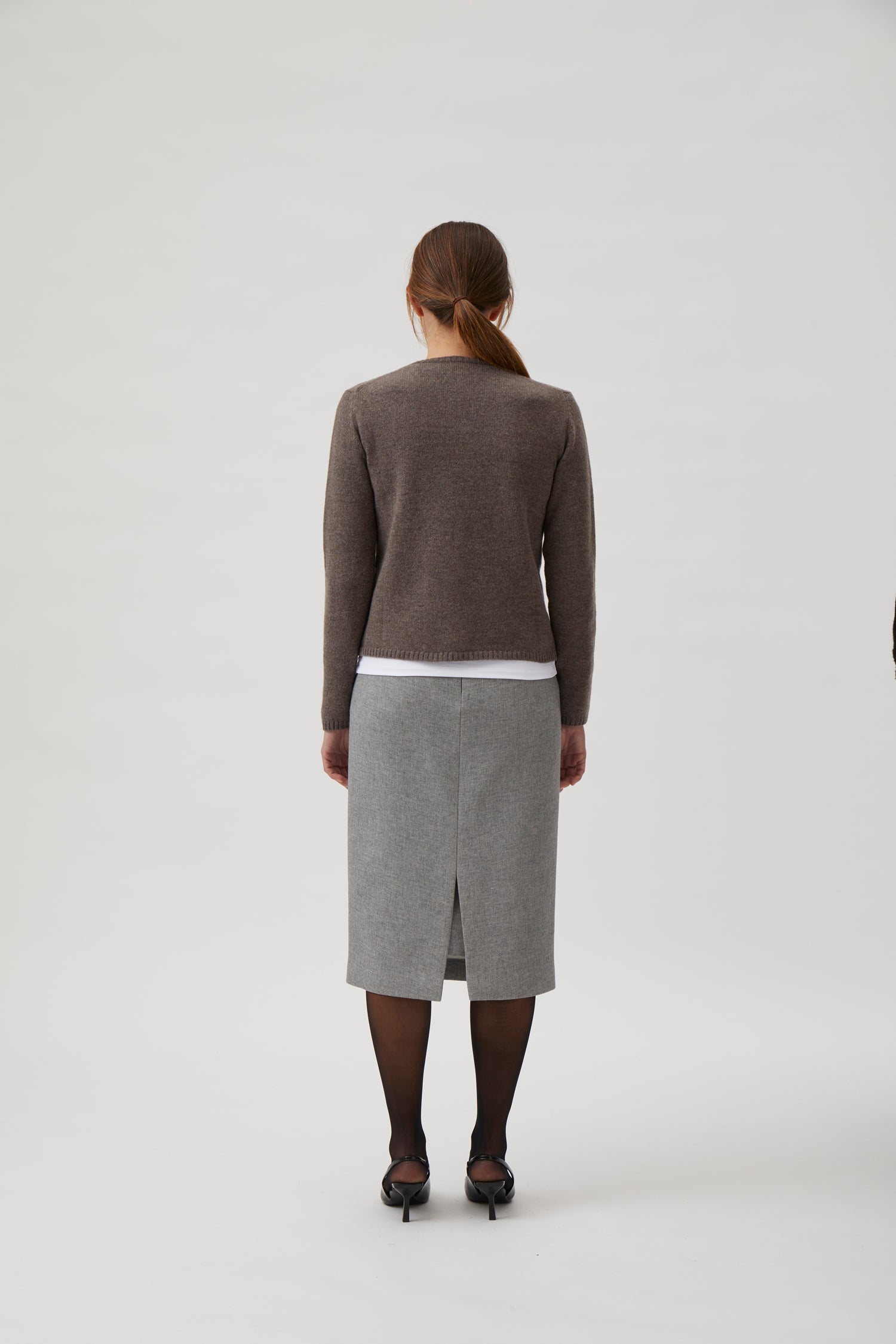 Double weaved pencil skirt - Light grey