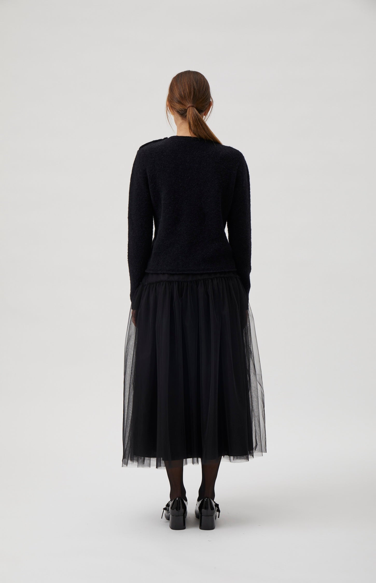 Wide skirt with tulle - Black