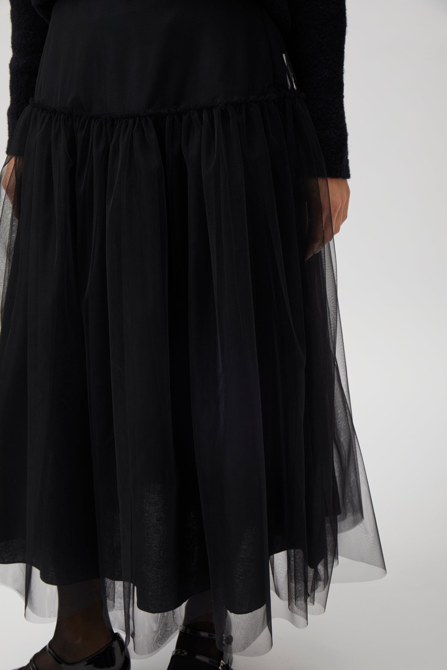 Wide skirt with tulle - Black