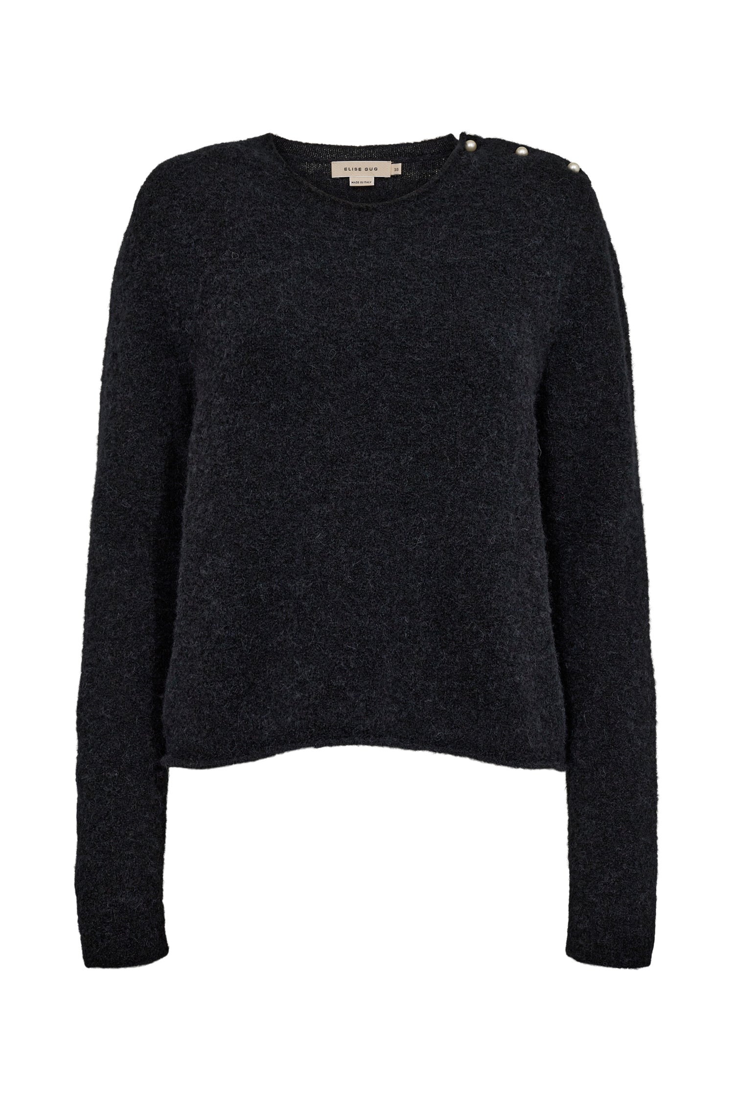 Sweater with pearl buttons on shoulder - Black