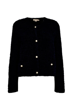 Alpaca cardigan with pearl button - Black