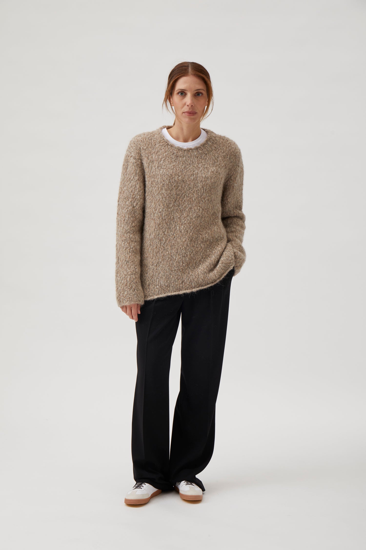 Oversize alpaca sweater - Beige melange