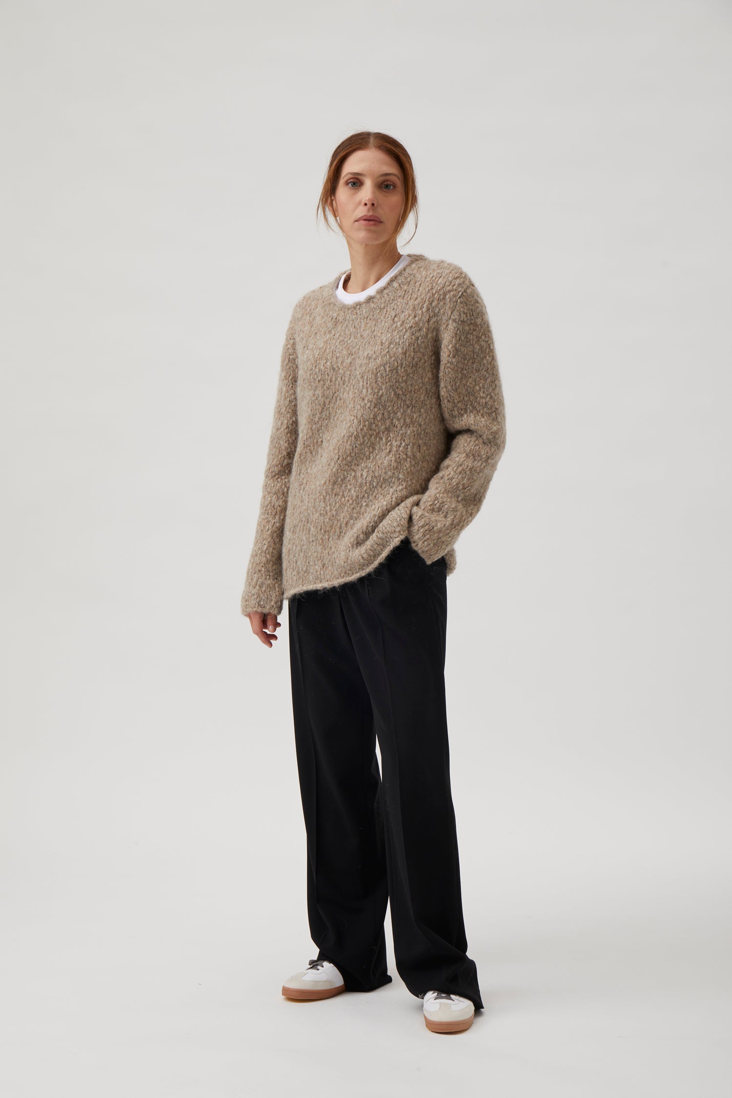 Oversize alpaca sweater - Beige melange