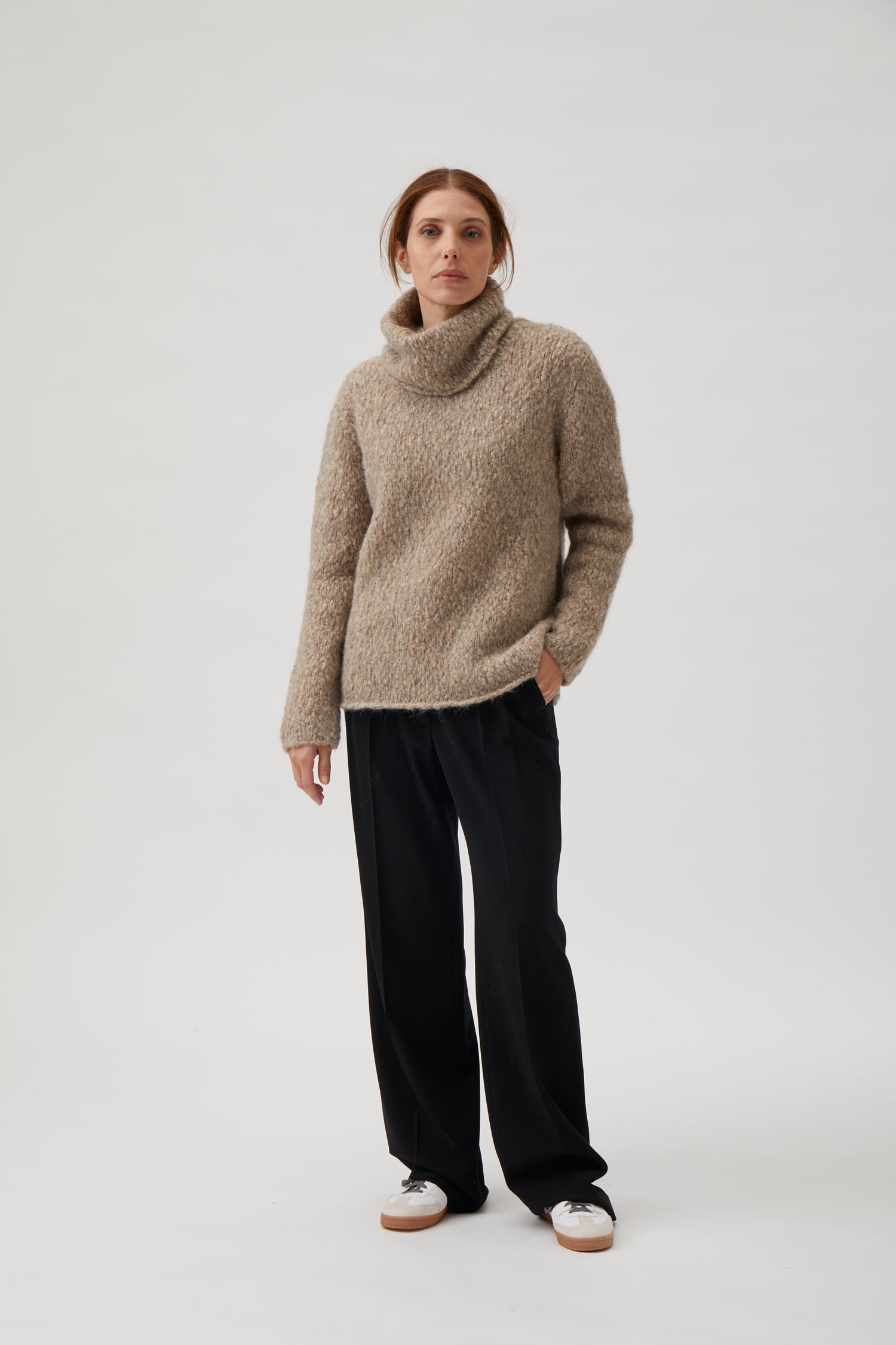 Oversize alpaca sweater - Beige melange