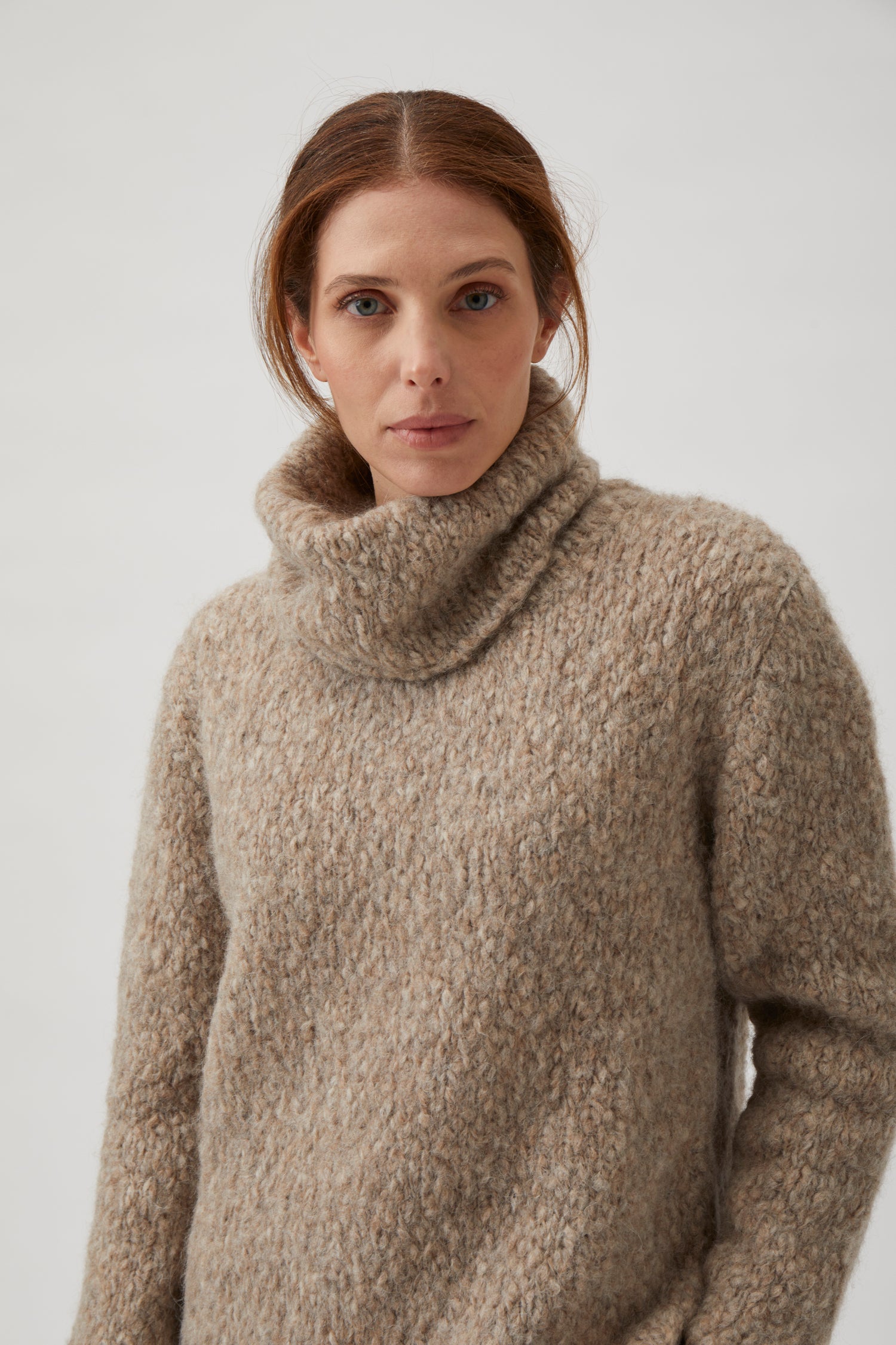 Oversize alpaca sweater - Beige melange