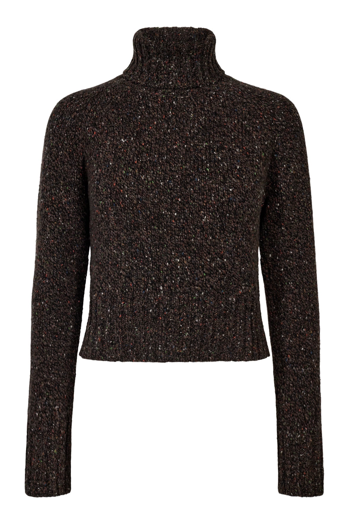 Sweater with High Collar in Dixit – 7083 Brown Melange