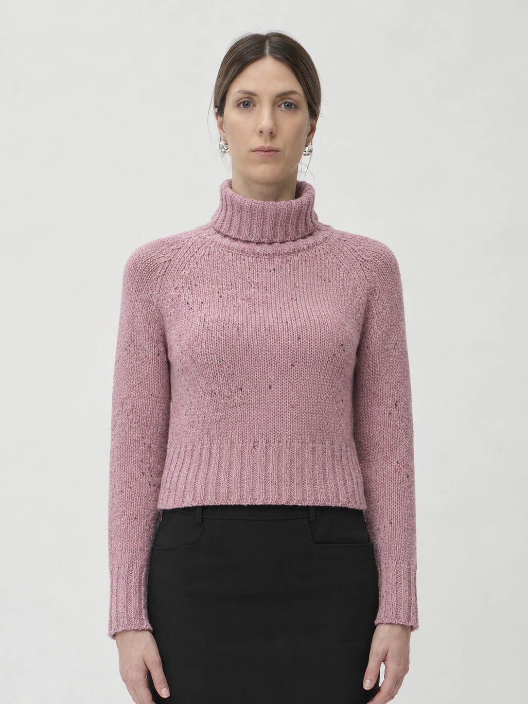 Sweater with High Collar in Dixit – 7083 Rosa Melange