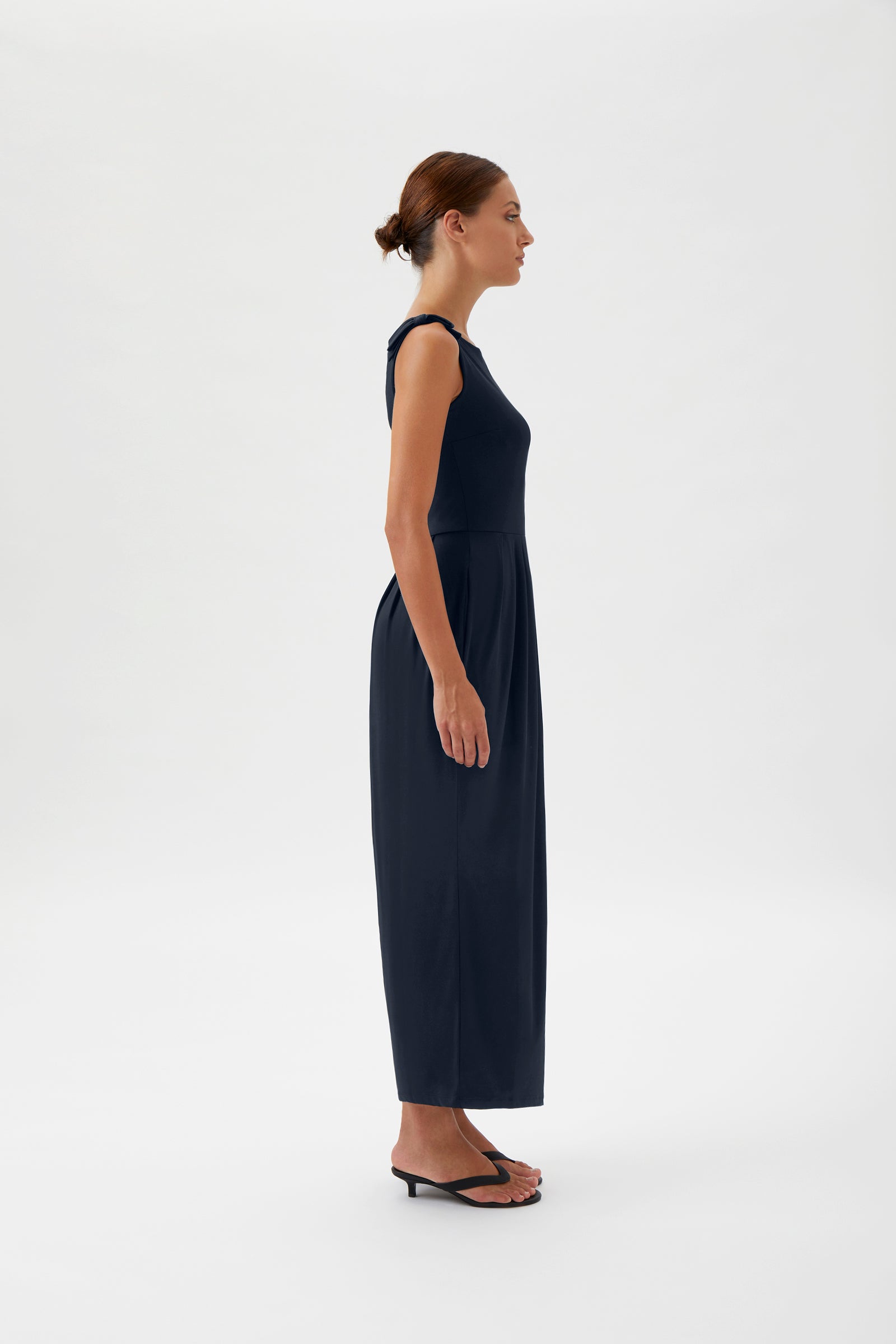 Sleeveless Maxi Dress with Shoulder Bows - Blue Crew