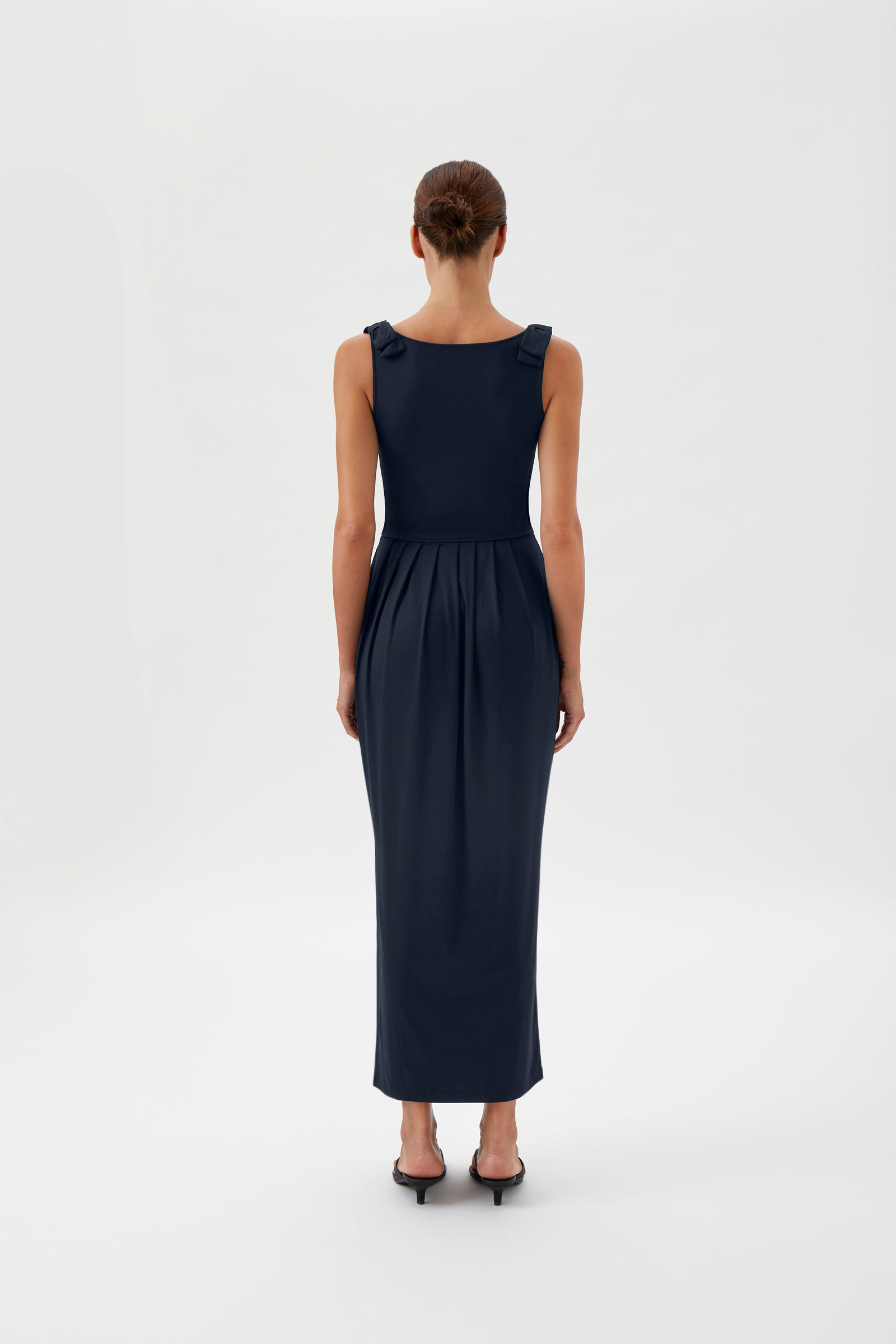 Sleeveless Maxi Dress with Shoulder Bows - Blue Crew