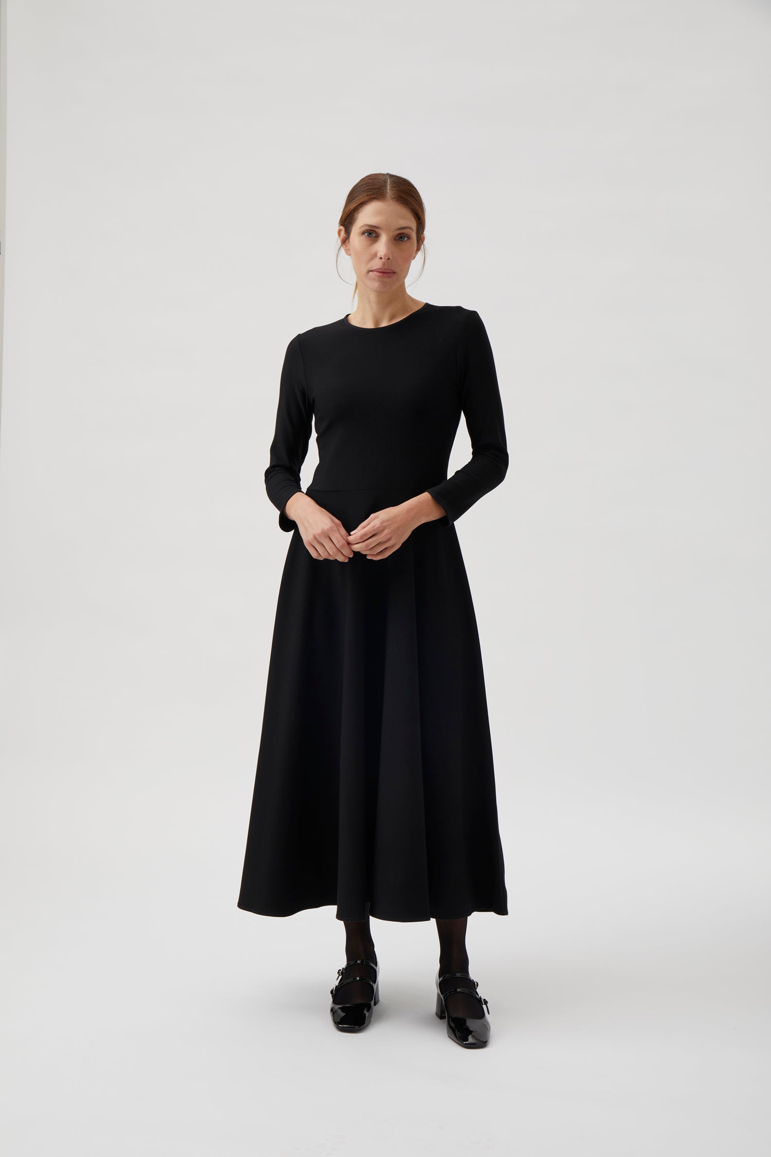 Long dress with grosgrain - Black