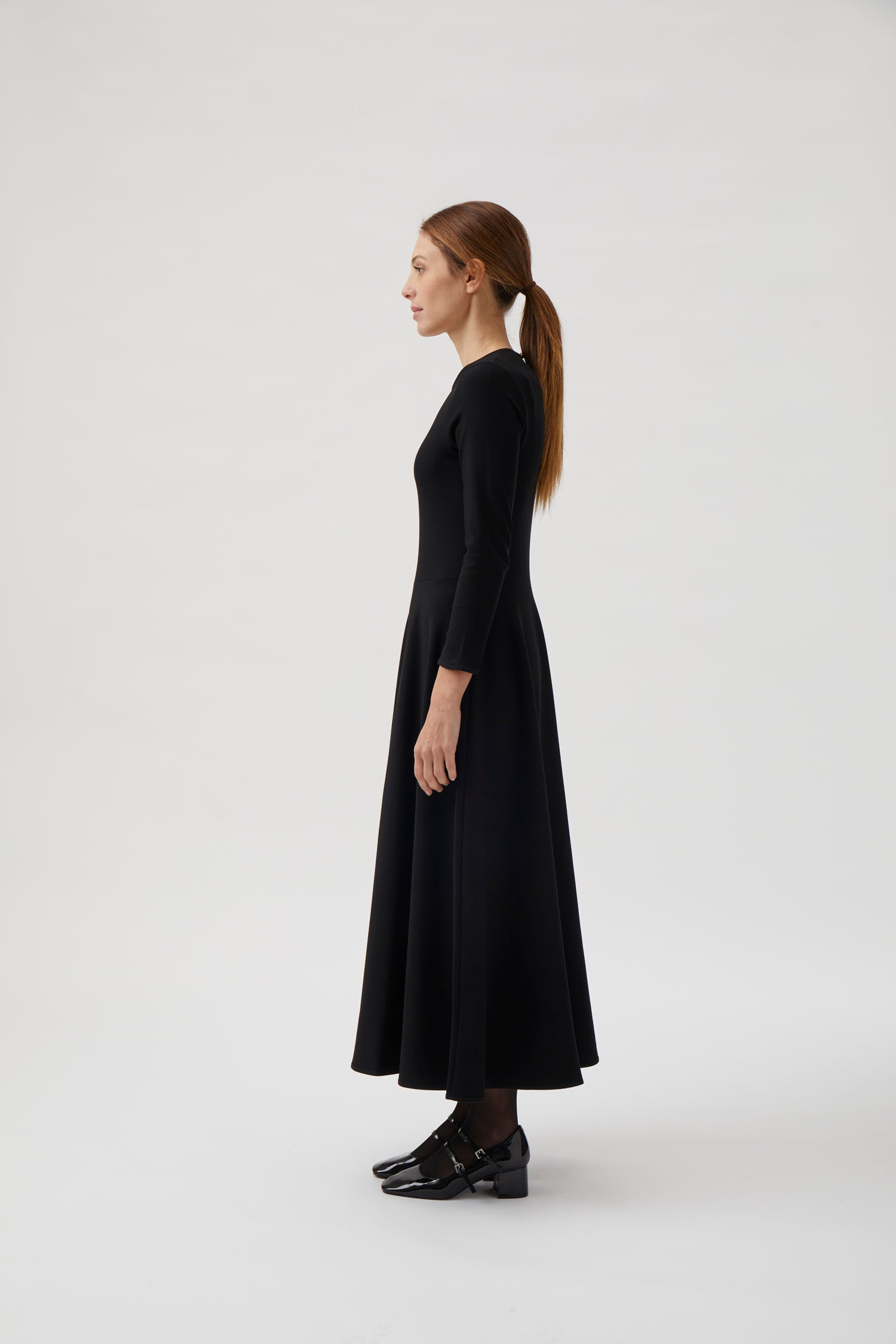 Long dress with grosgrain - Black