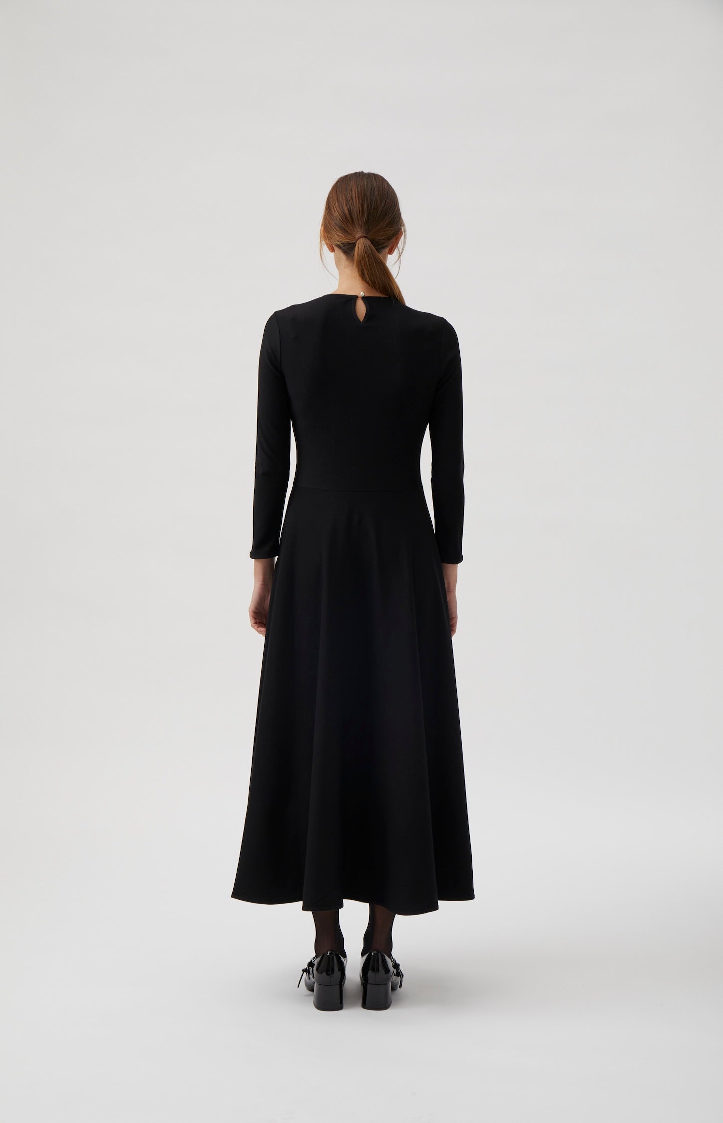 Long dress with grosgrain - Black