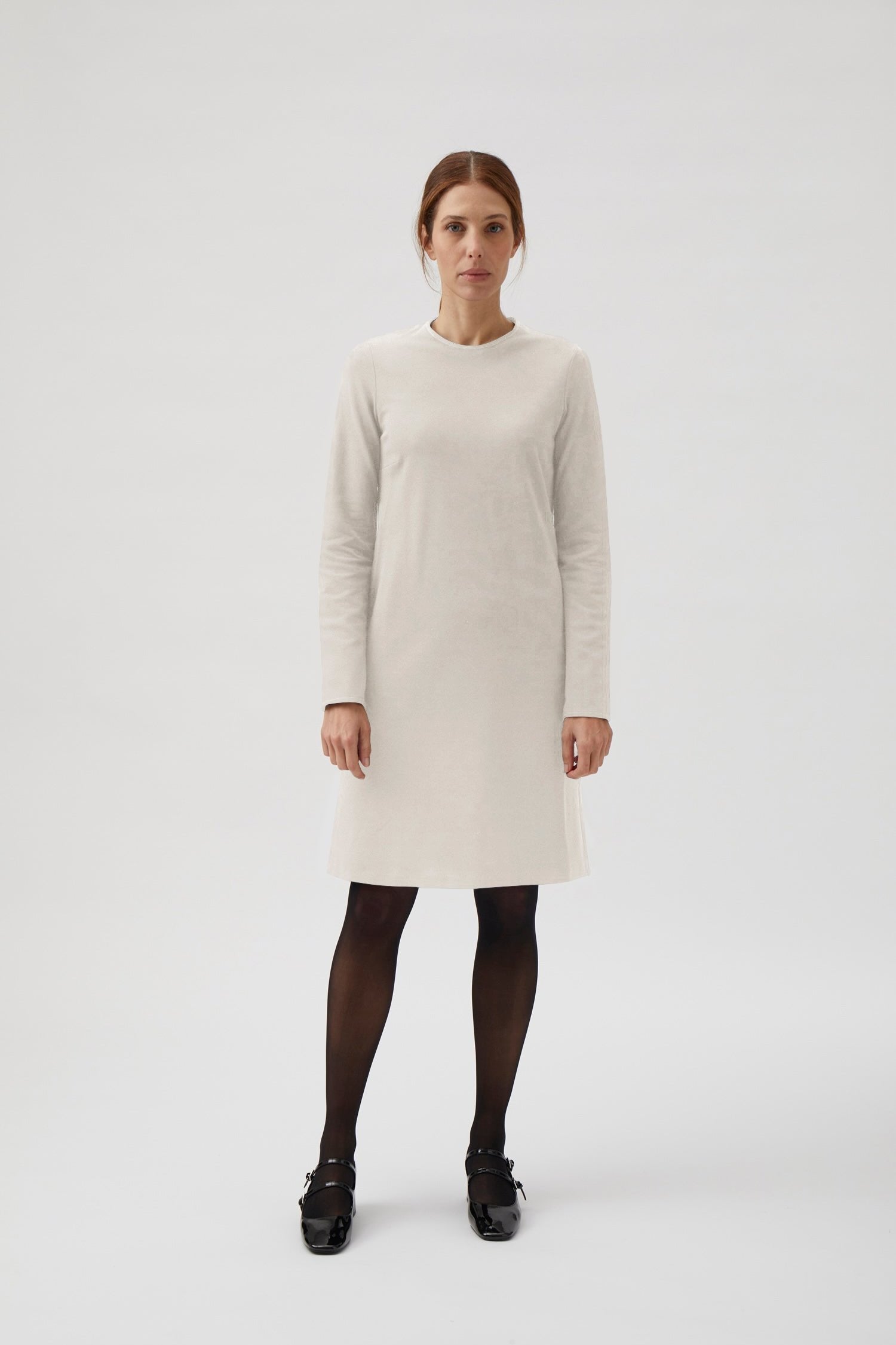 A-line dress with grosgrain - Cream