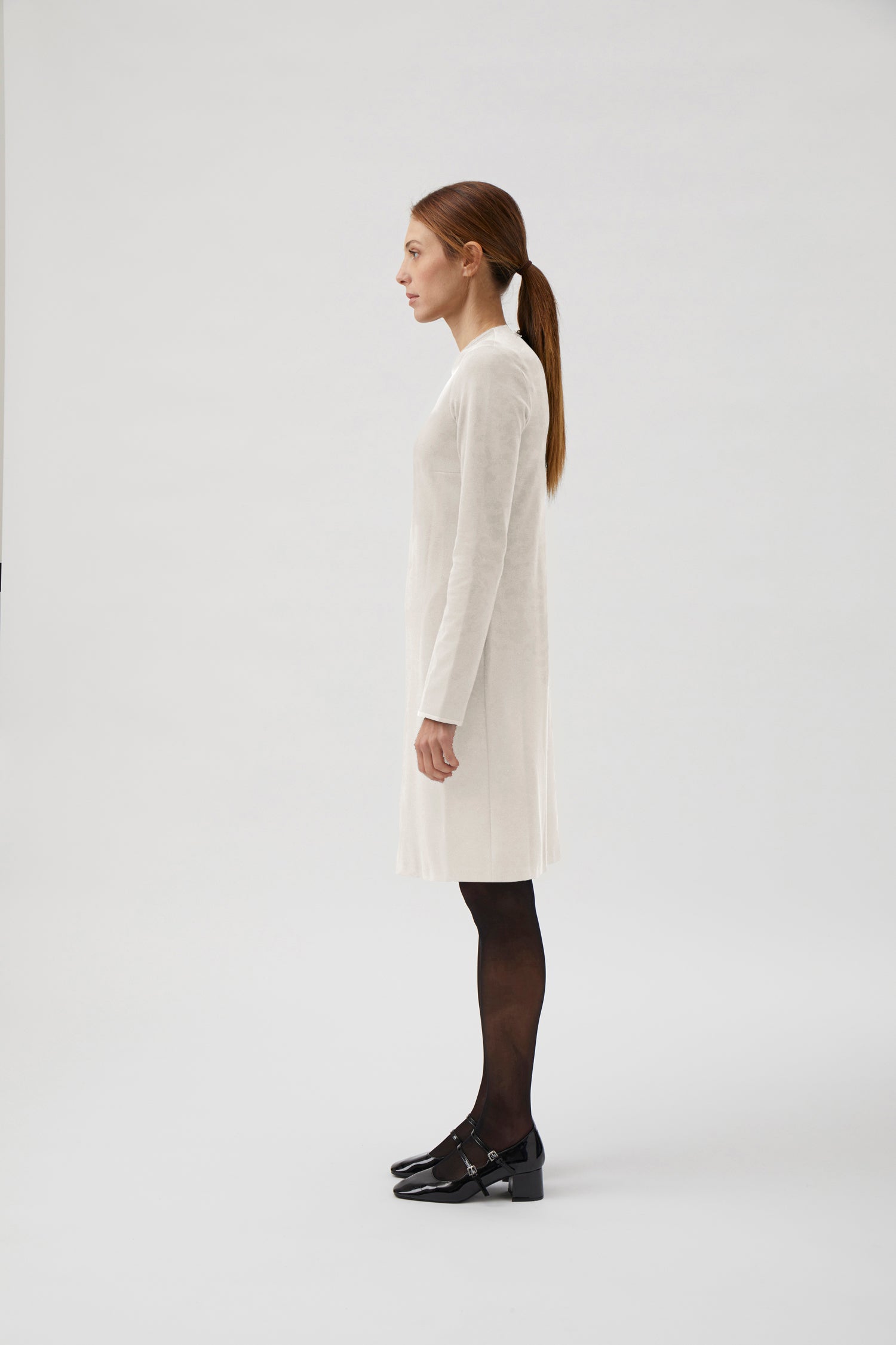 A-line dress with grosgrain - Cream