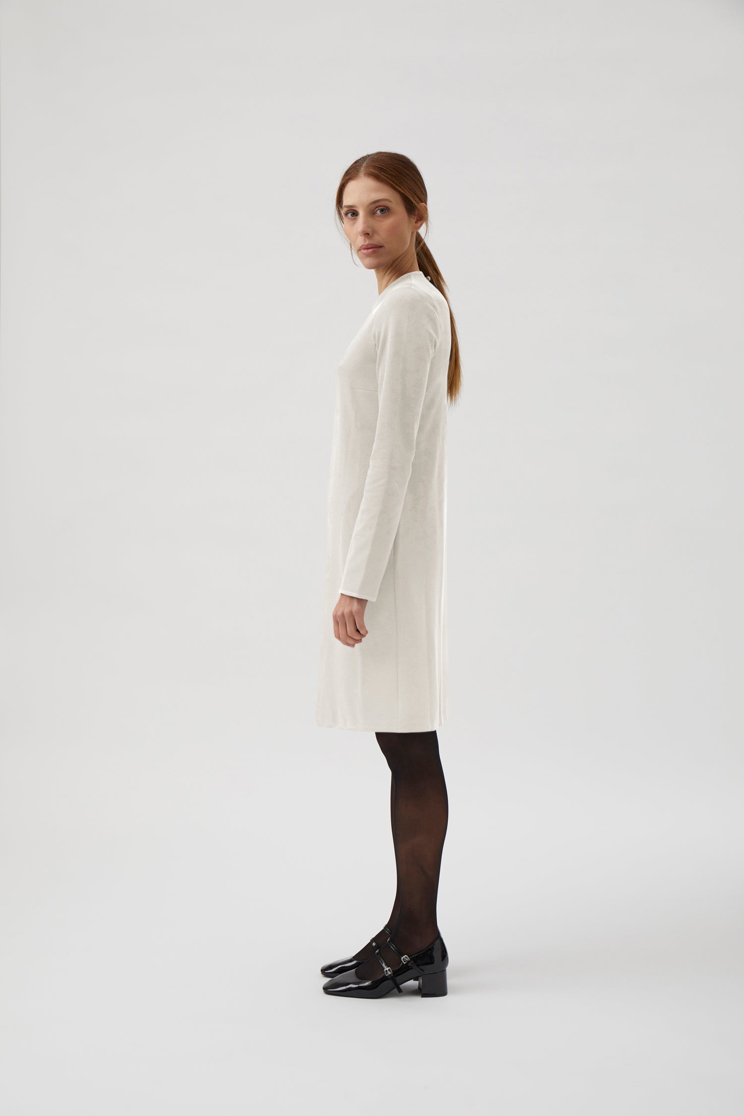 A-line dress with grosgrain - Cream