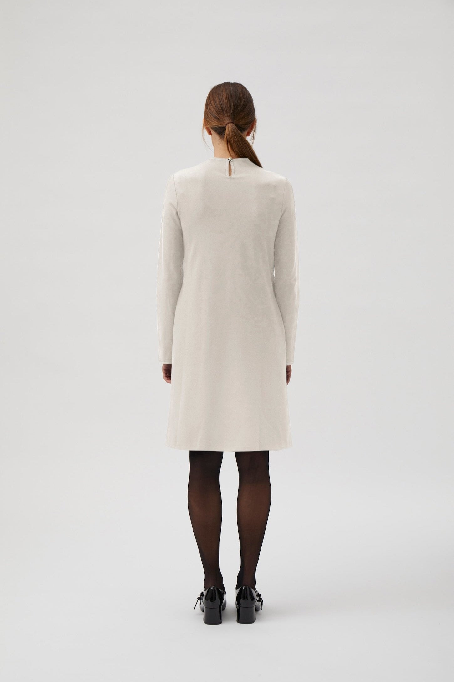 A-line dress with grosgrain - Cream