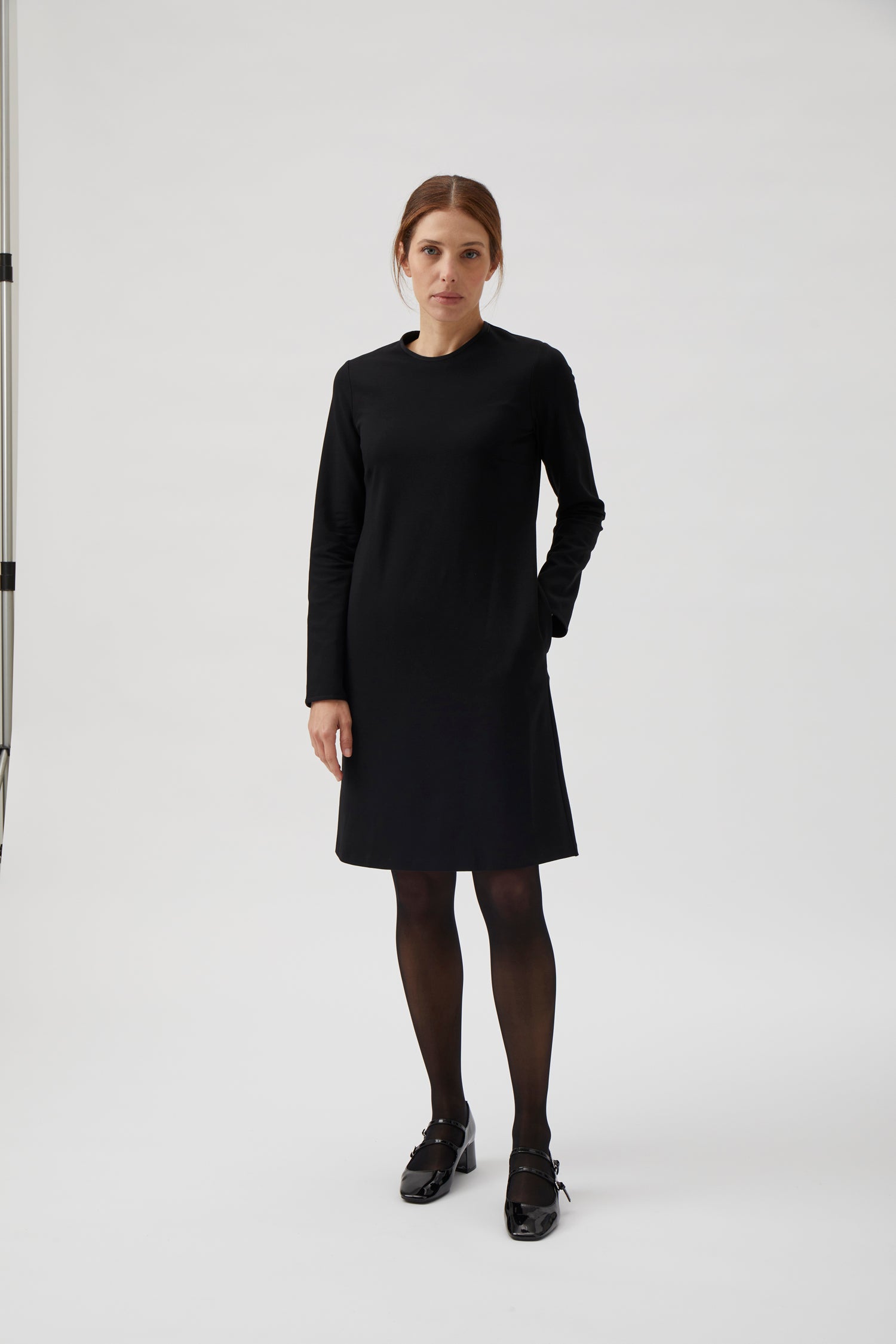 A-line dress with grosgrain - Black