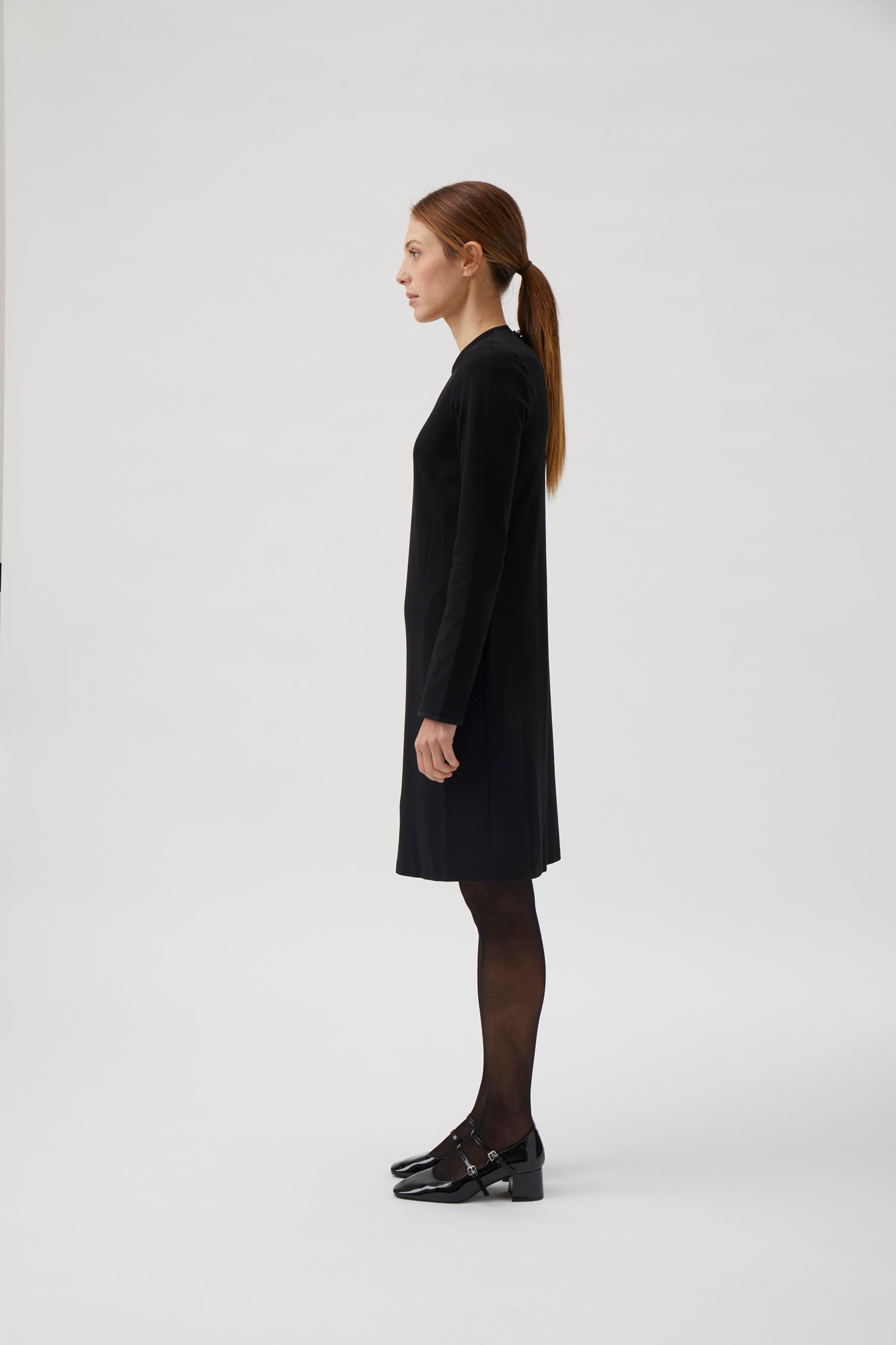 A-line dress with grosgrain - Black