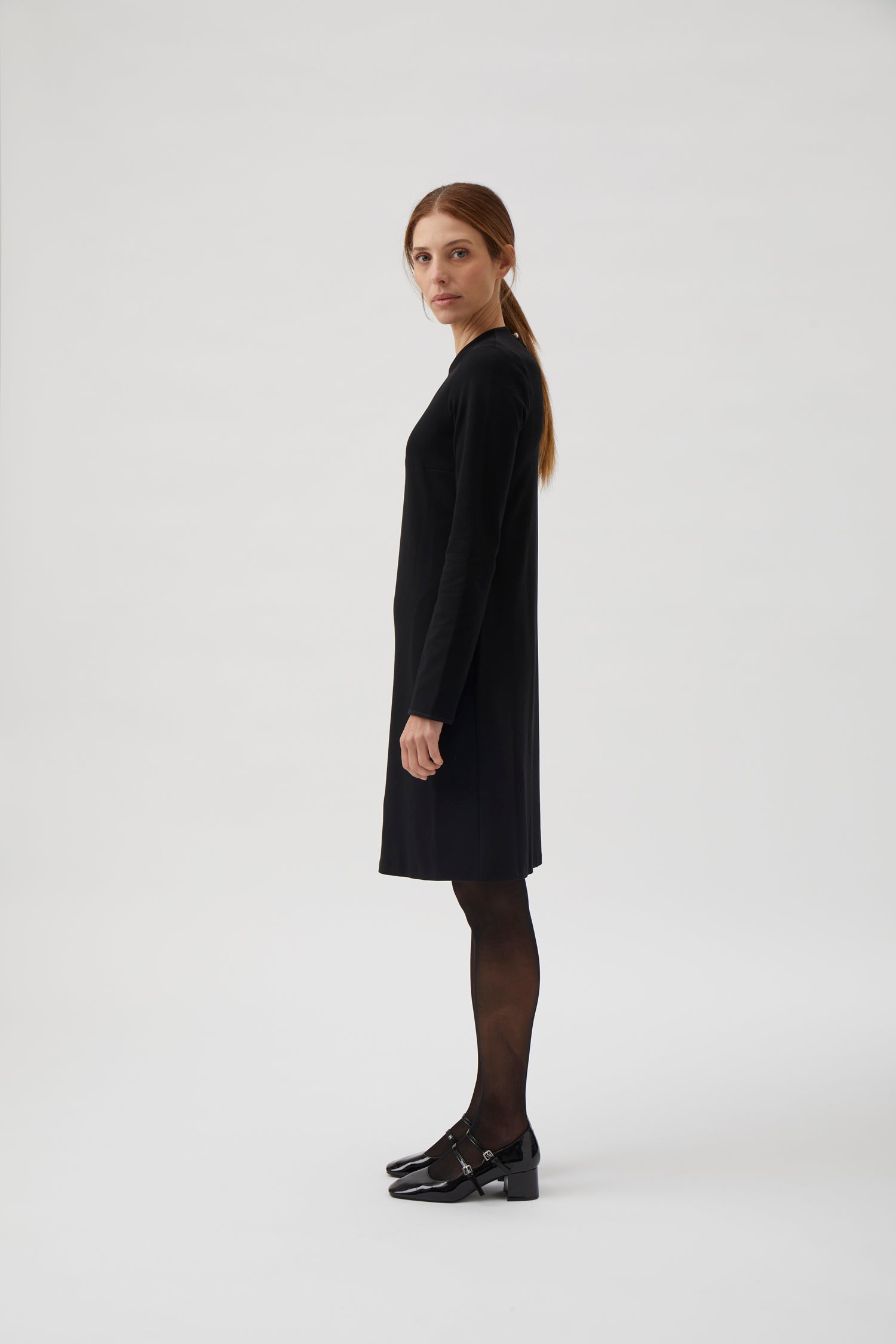 A-line dress with grosgrain - Black