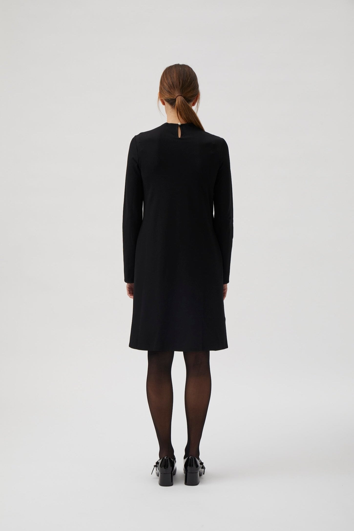 A-line dress with grosgrain - Black