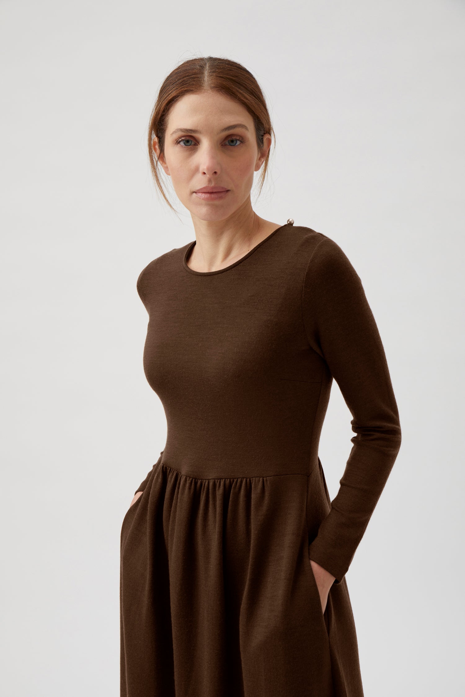 Classic Gug dress, long - Chocolate