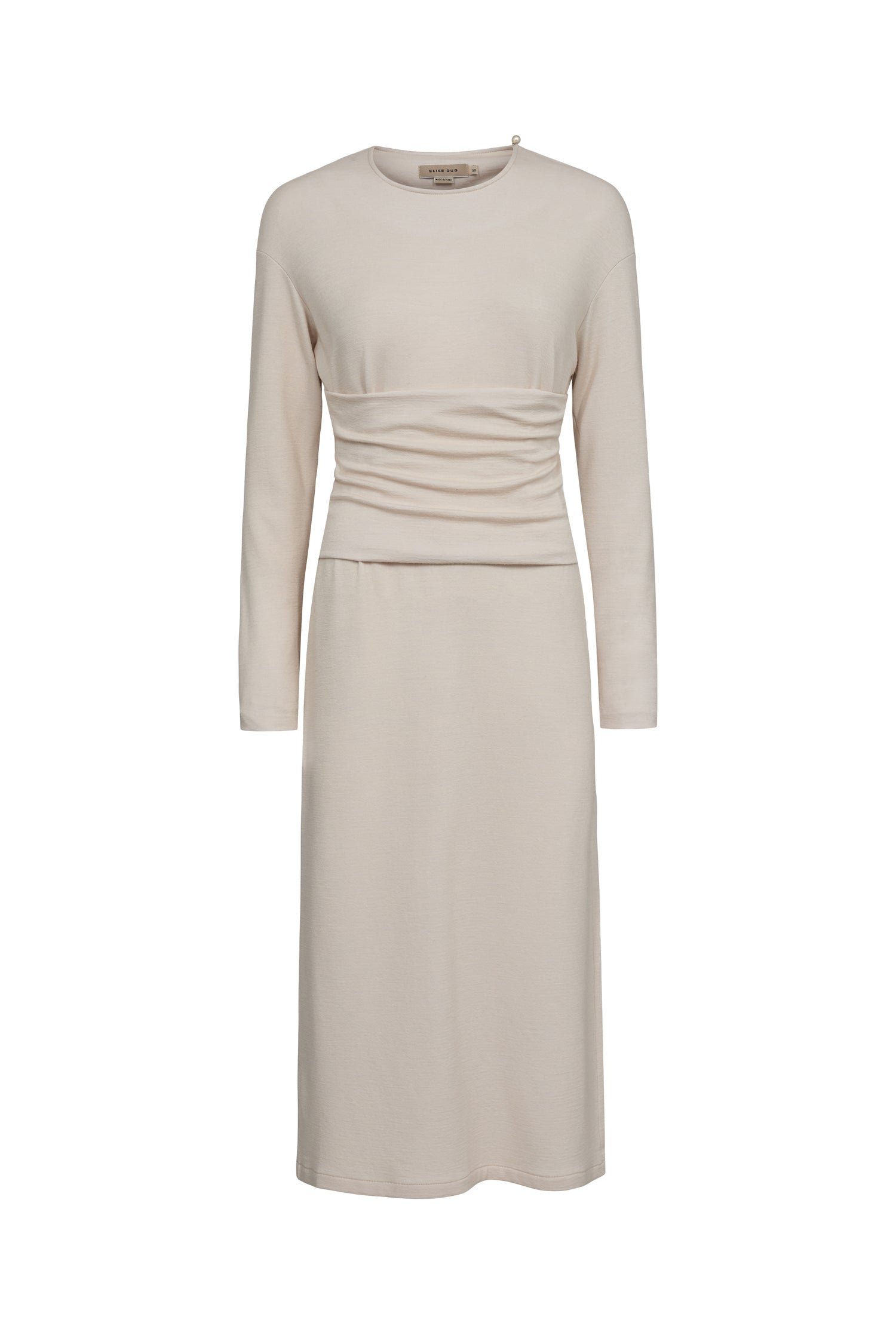 Medi dress with belt - Cream