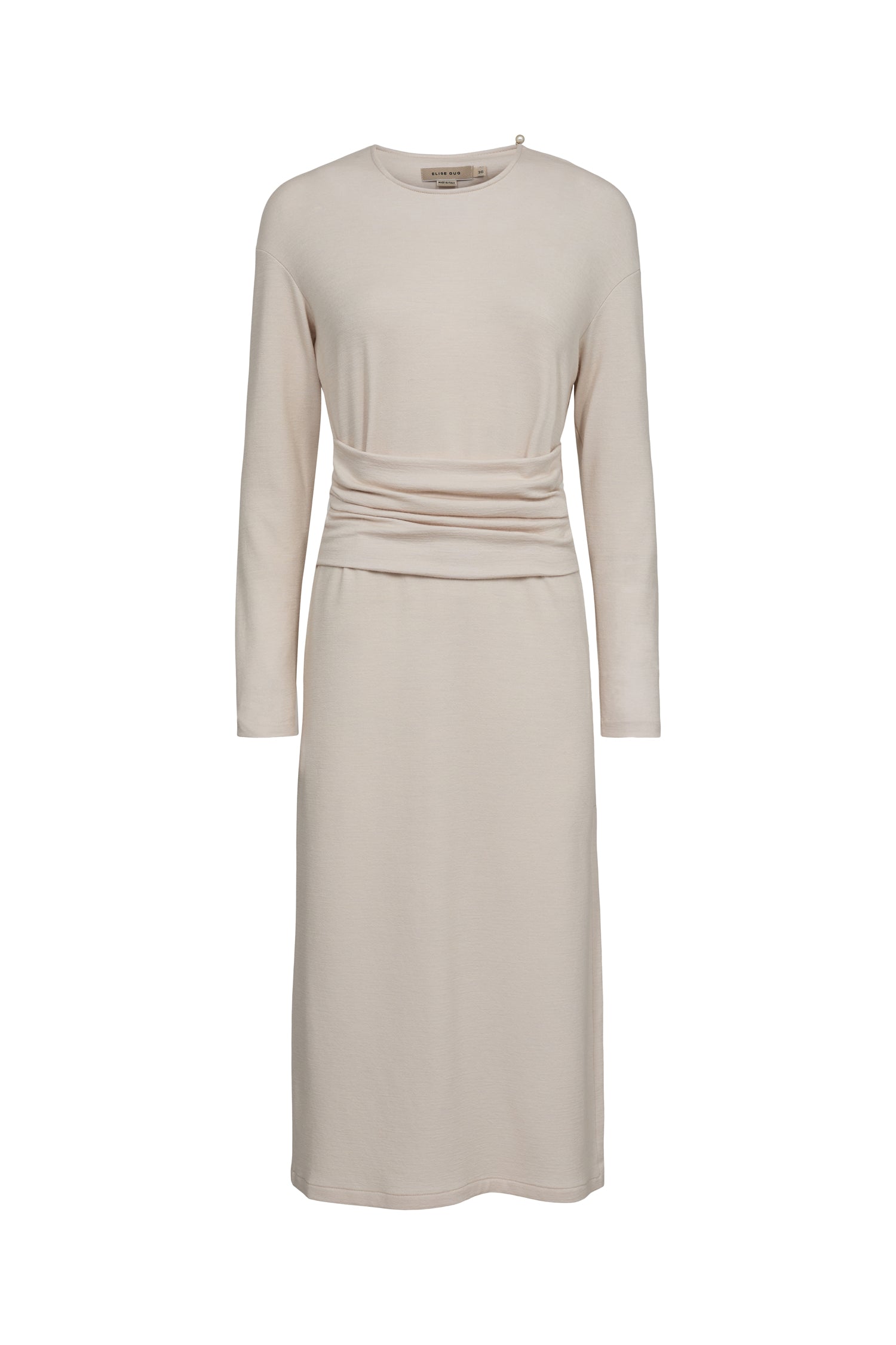 Medi dress with belt - Cream