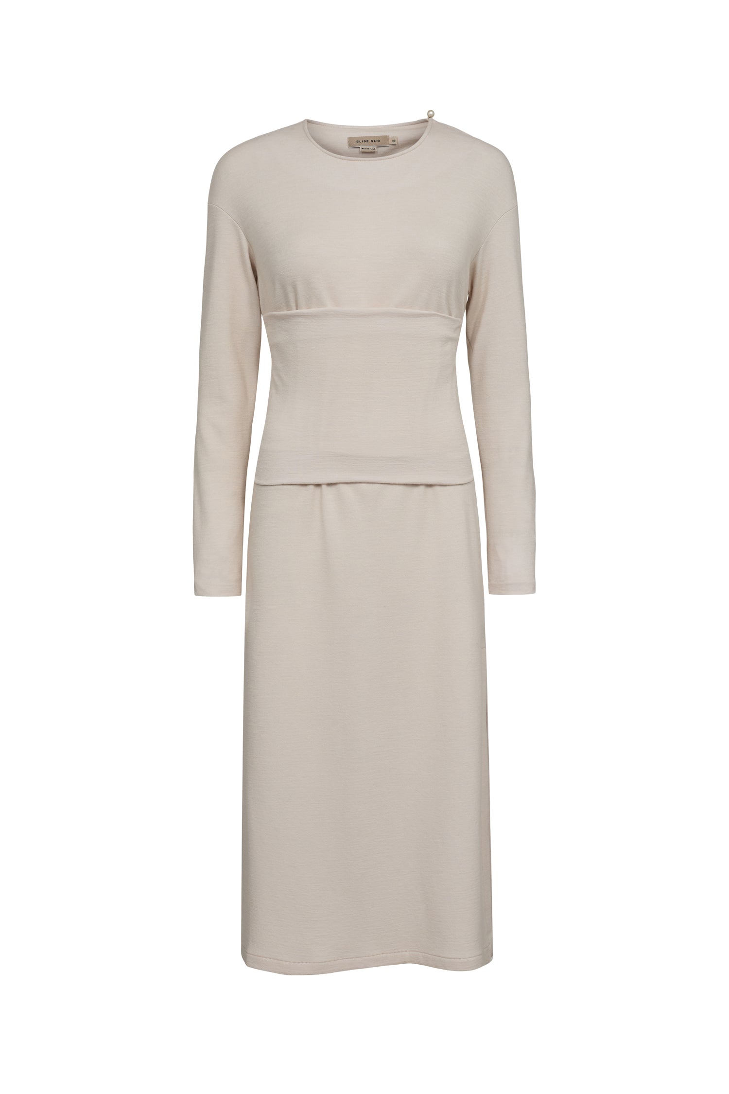 Medi dress with belt - Cream