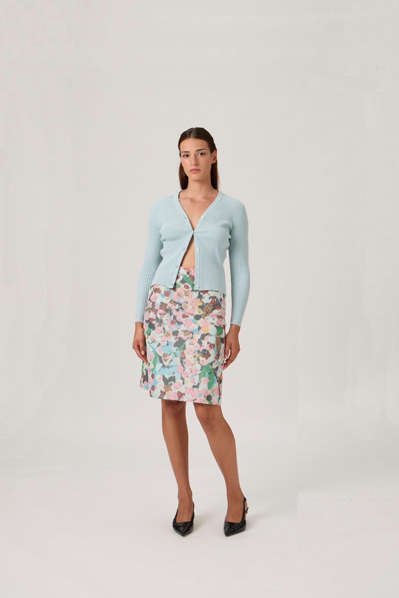 Classic A-Line long Skirt with Pockets - Flowers