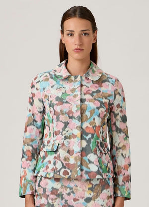 Chic Cropped Jacket - Flowers