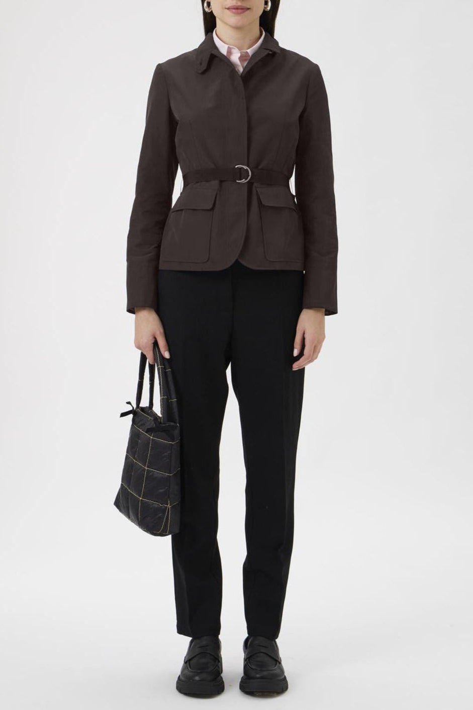 Belted Cotton Blend Jacket – 5040 Canguro Brown