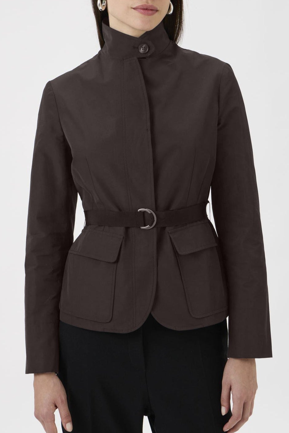 Belted Cotton Blend Jacket – 5040 Canguro Brown