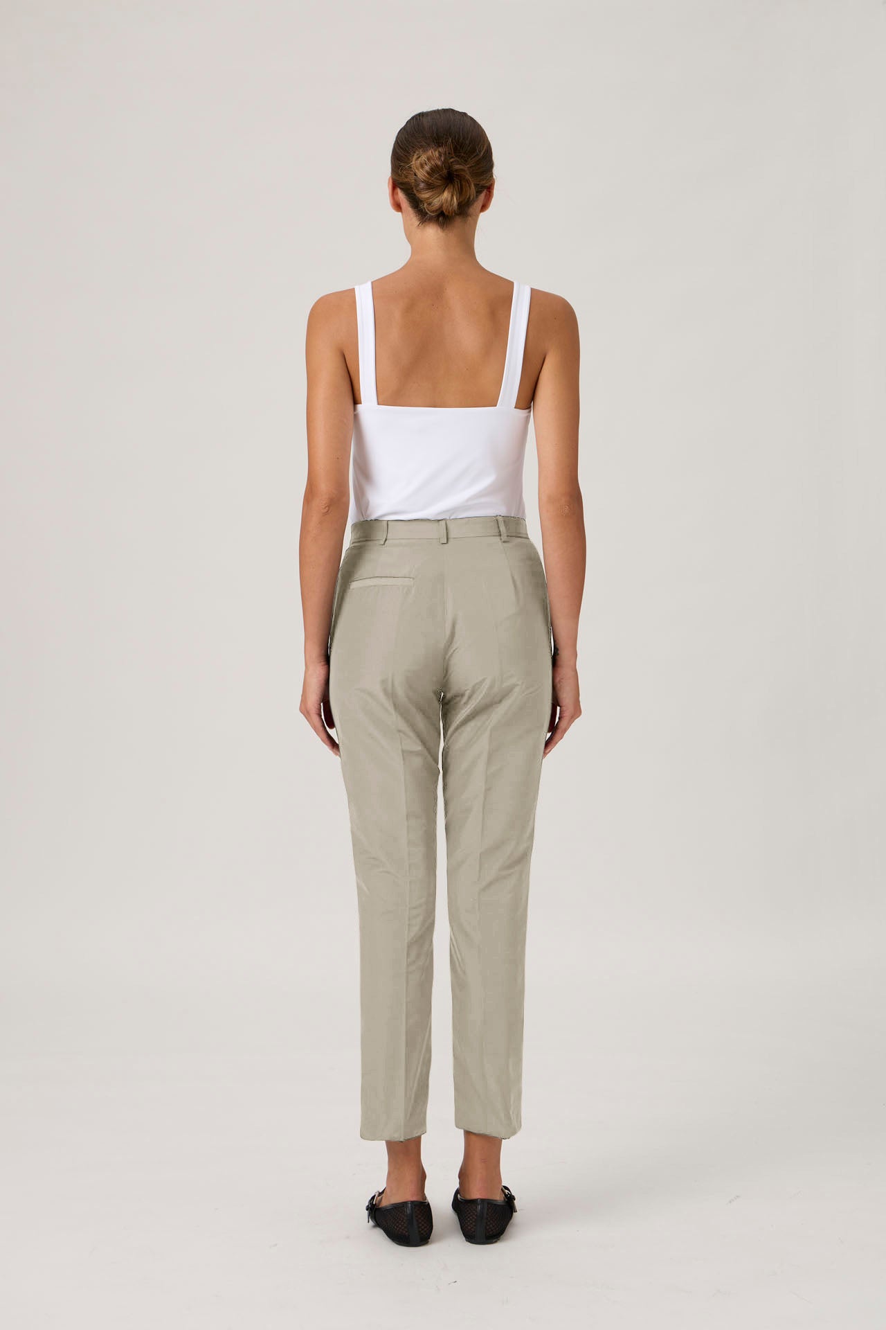 Tailored High-Waist Pants - Beige