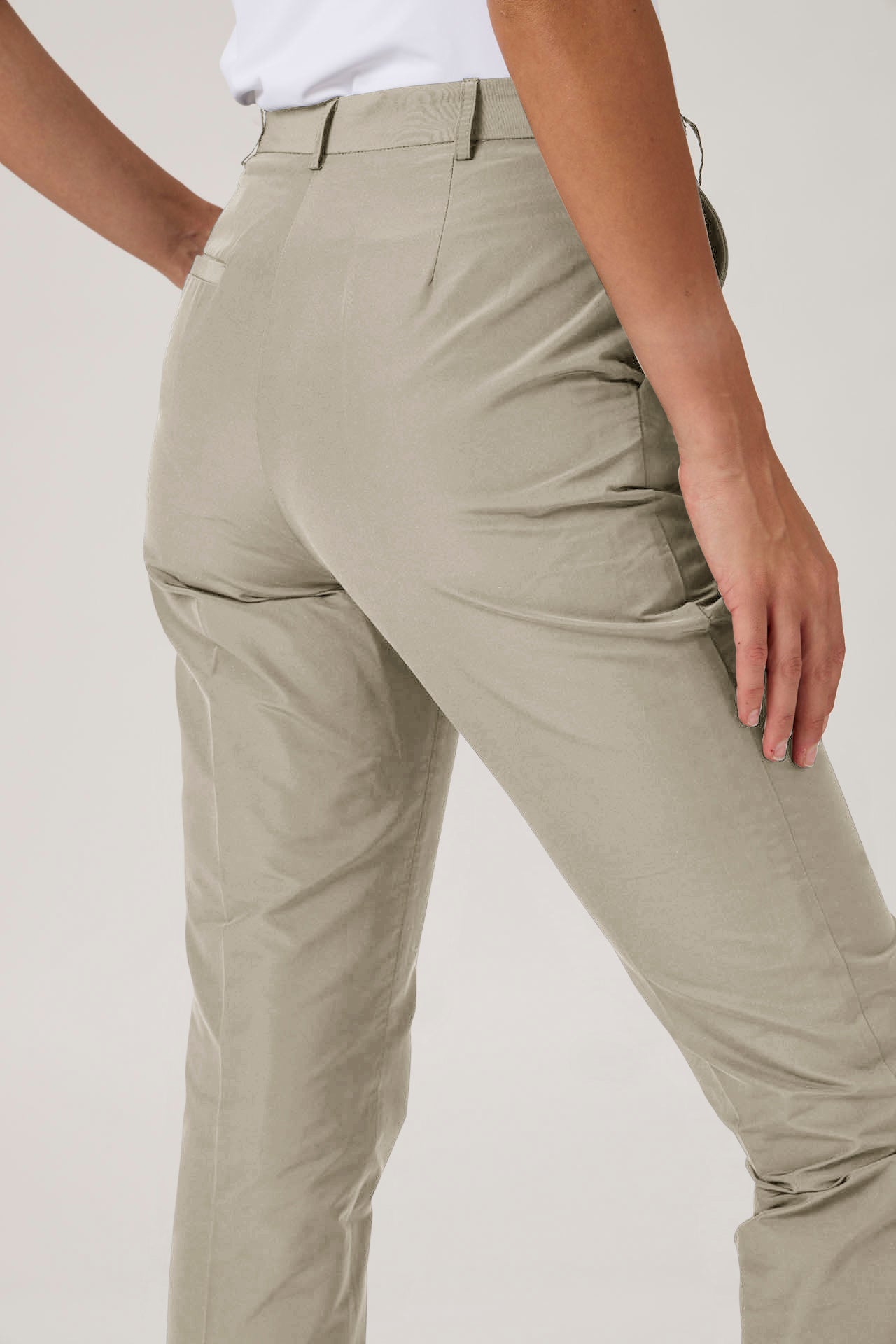 Tailored High-Waist Pants - Beige