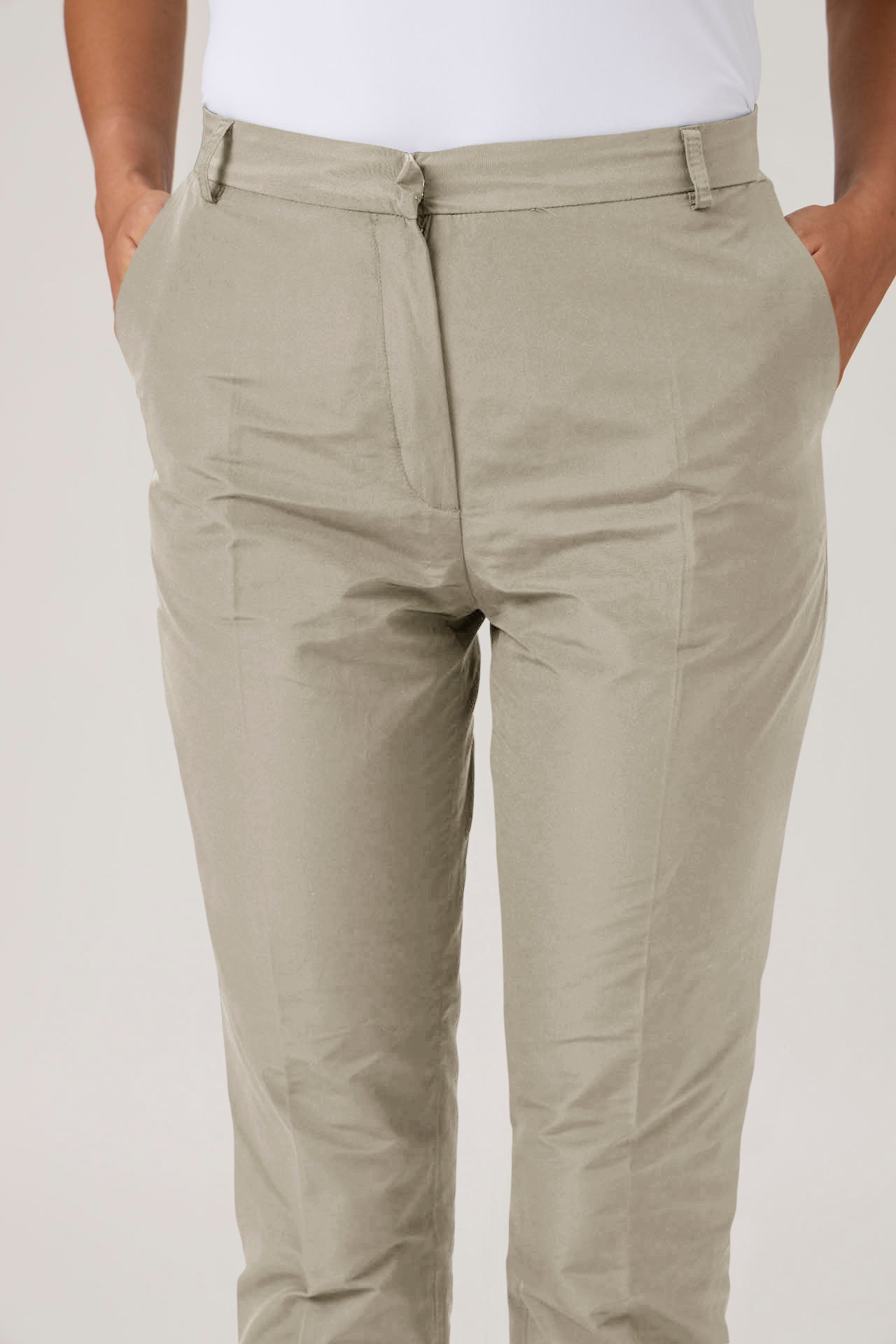 Tailored High-Waist Pants - Beige