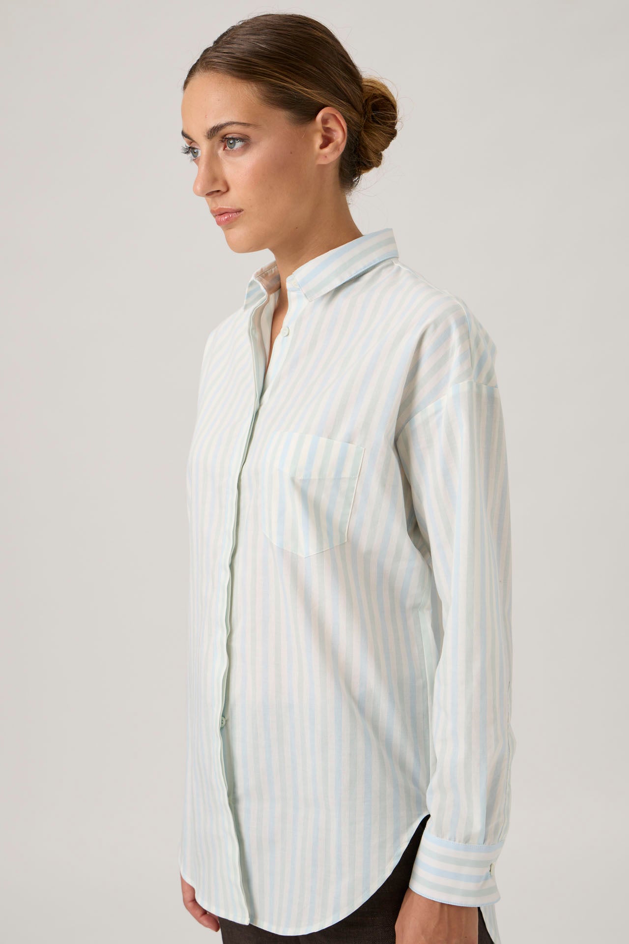 Classic Button-Up Shirt with Pocket - Stripes