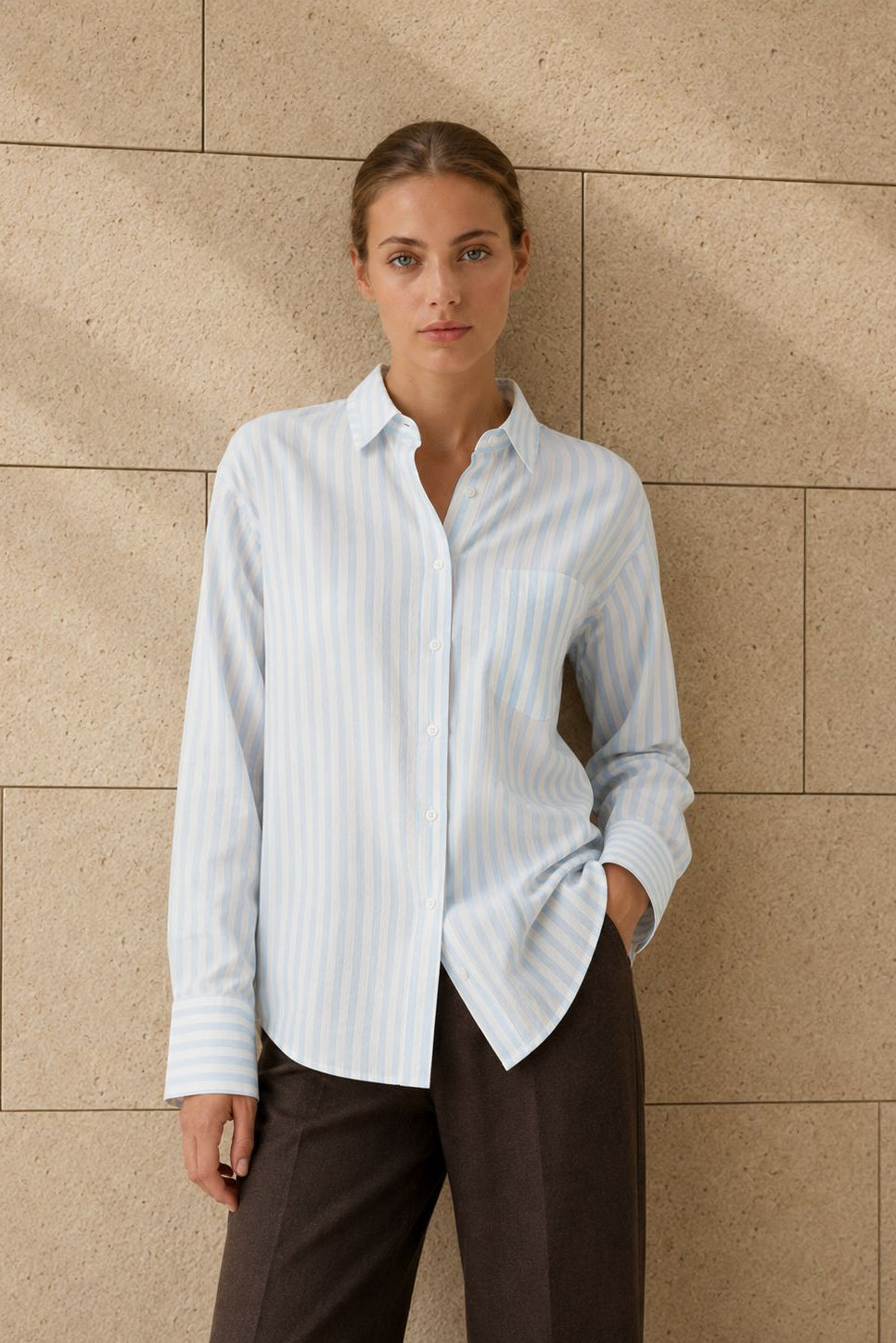 Classic Button-Up Shirt with Pocket - 2237 Stripes