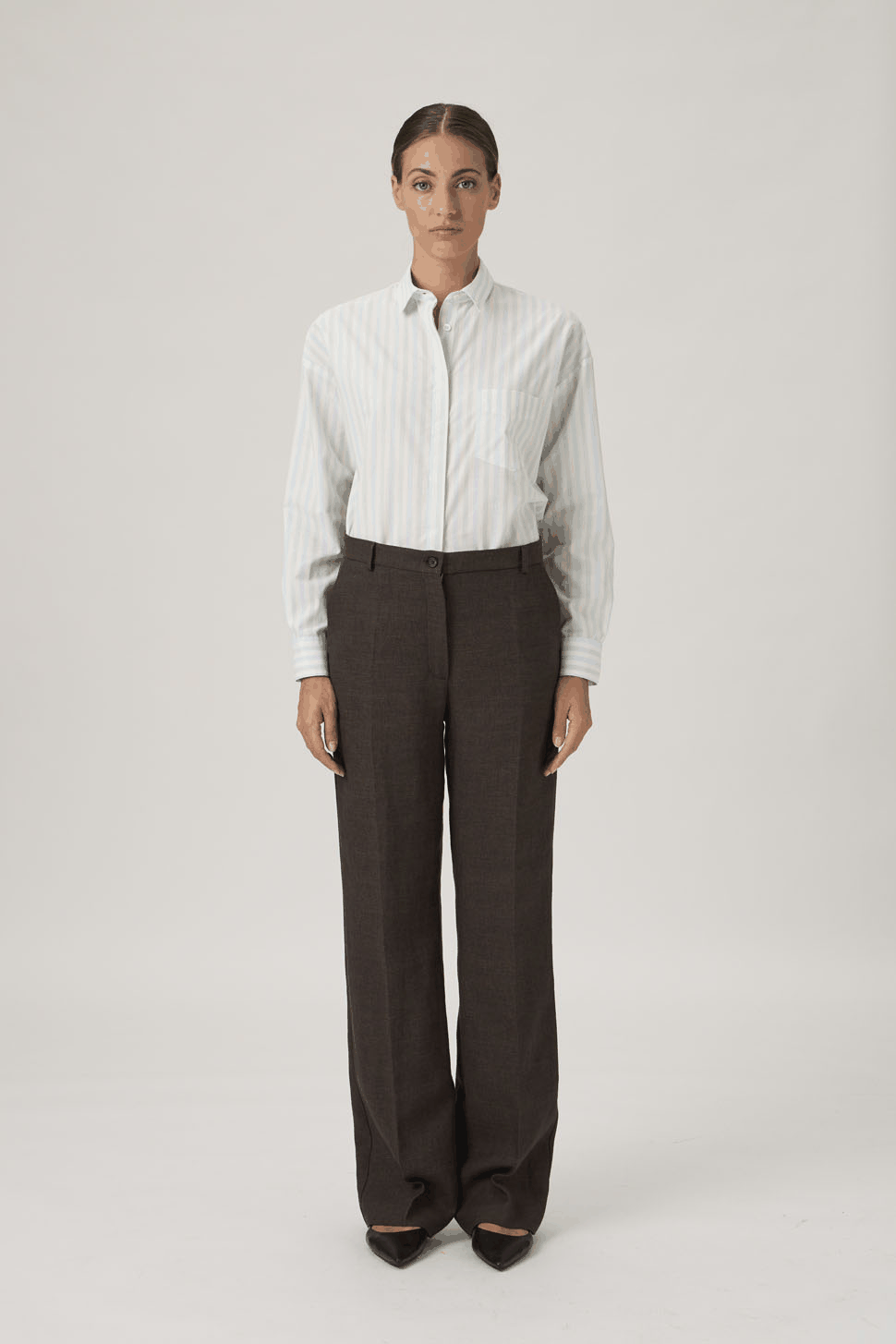 Classic Button-Up Shirt with Pocket - Stripes