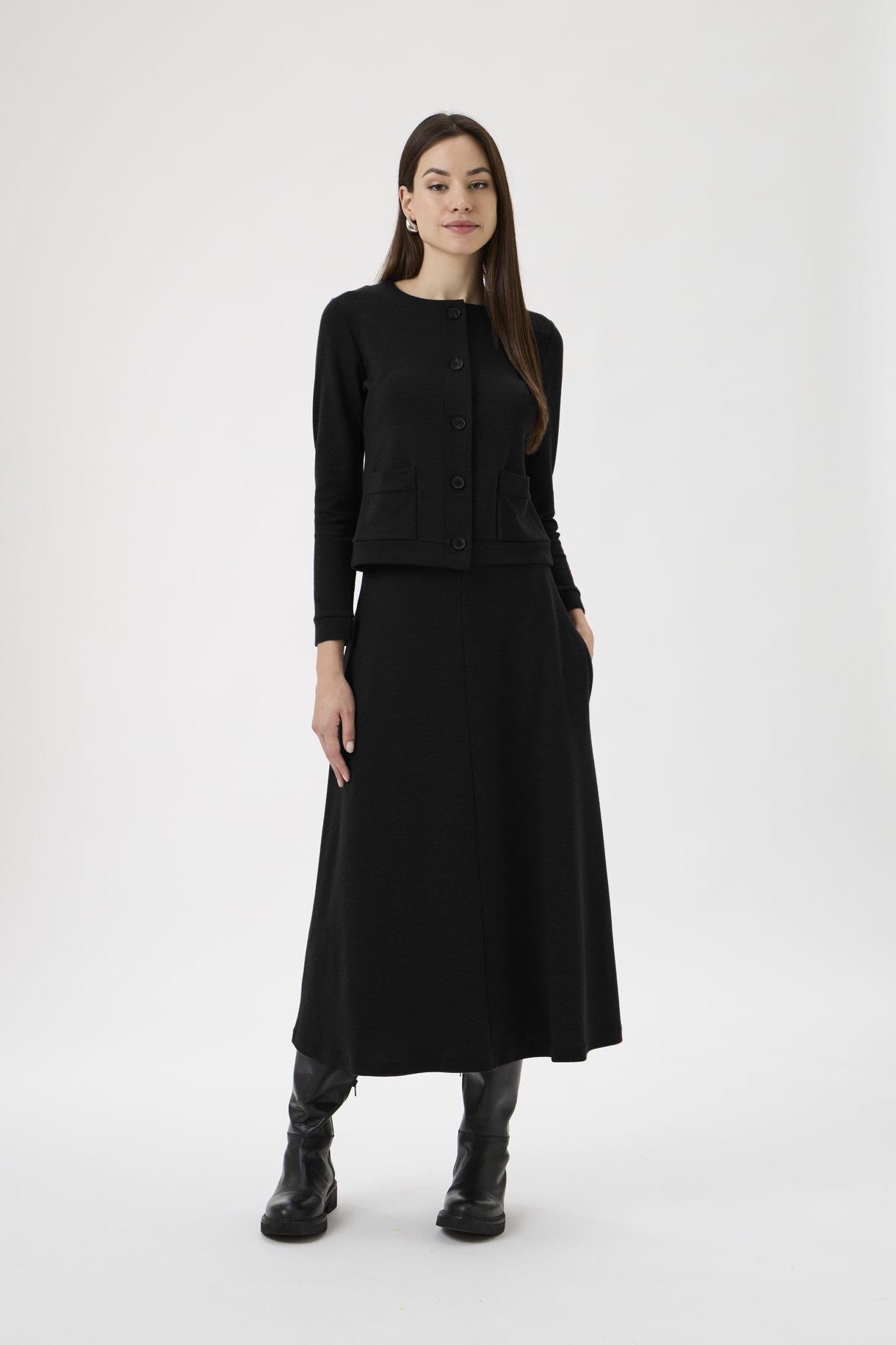 Cardigan With Pockets - 1007 Black