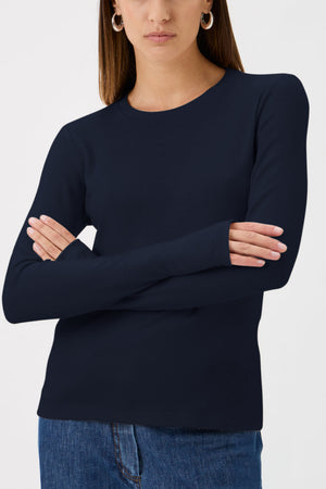 Classic T-shirt blouse detail at wrist - 1168 Blue