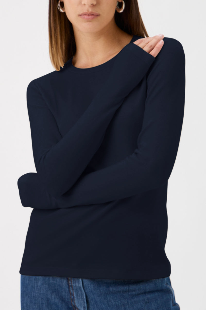 Classic T-shirt blouse detail at wrist - 1168 Blue